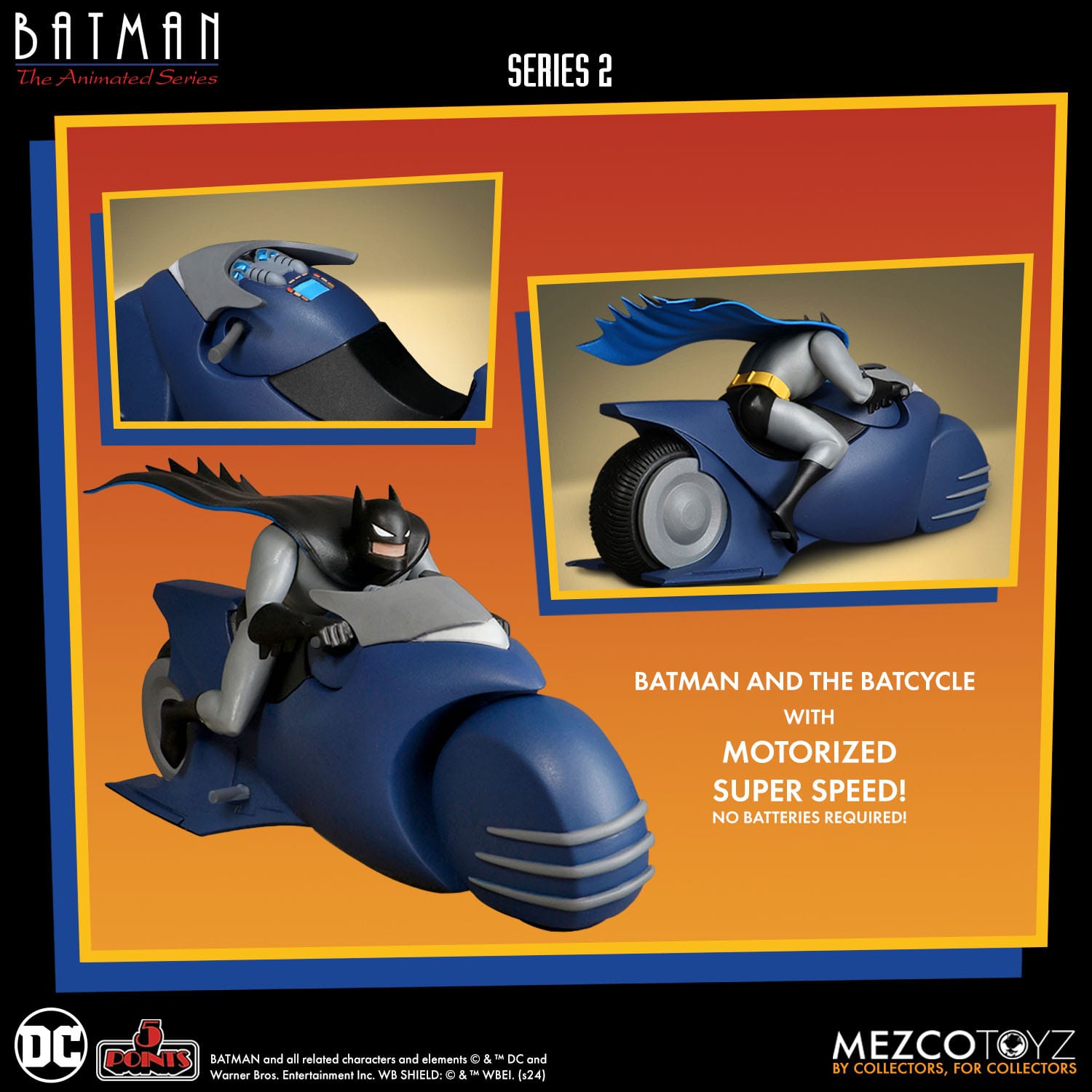 Batman The Animated Series: 5 Points Series 2 - Batman & Batcycle-Actionfiguren-Mezco Toys-Mighty Underground