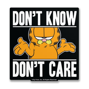 Garfield: Don't Know, Don't Care Sticker - Sticker-Sticker-Mighty Underground-Mighty Underground