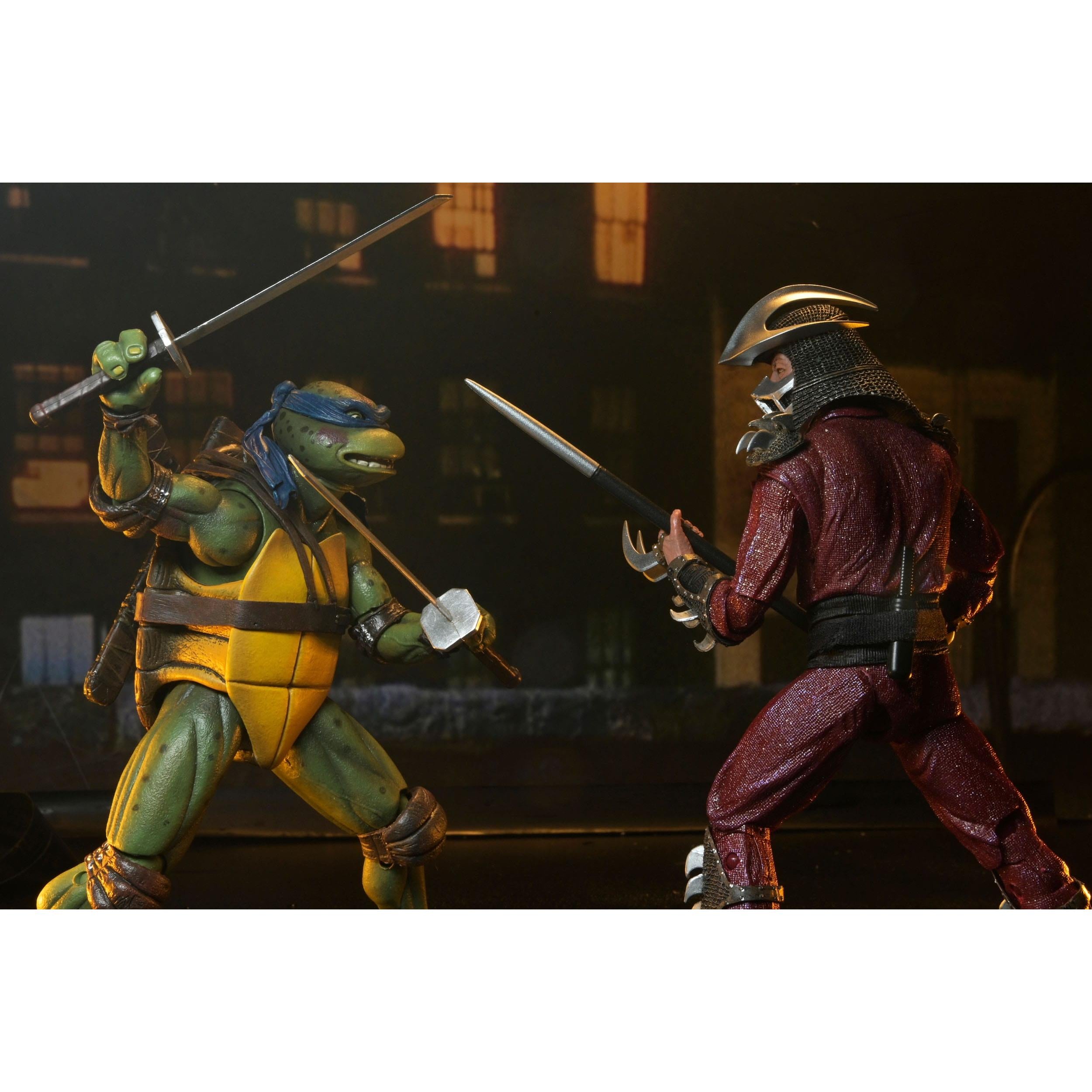 TMNT (1990): Roof Top Battle Shredder vs Leo-Actionfiguren-NECA-Mighty Underground