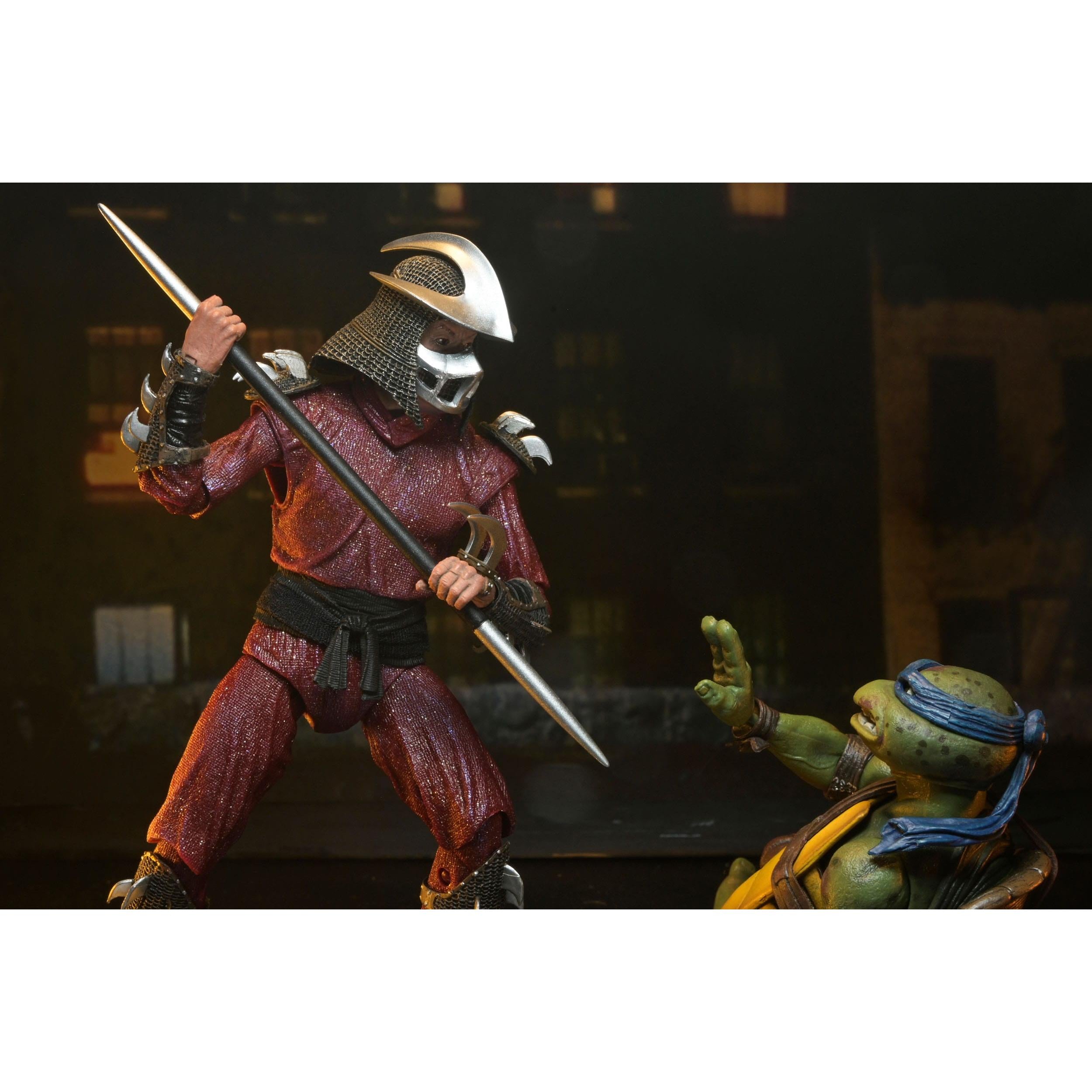 TMNT (1990): Roof Top Battle Shredder vs Leo-Actionfiguren-NECA-Mighty Underground