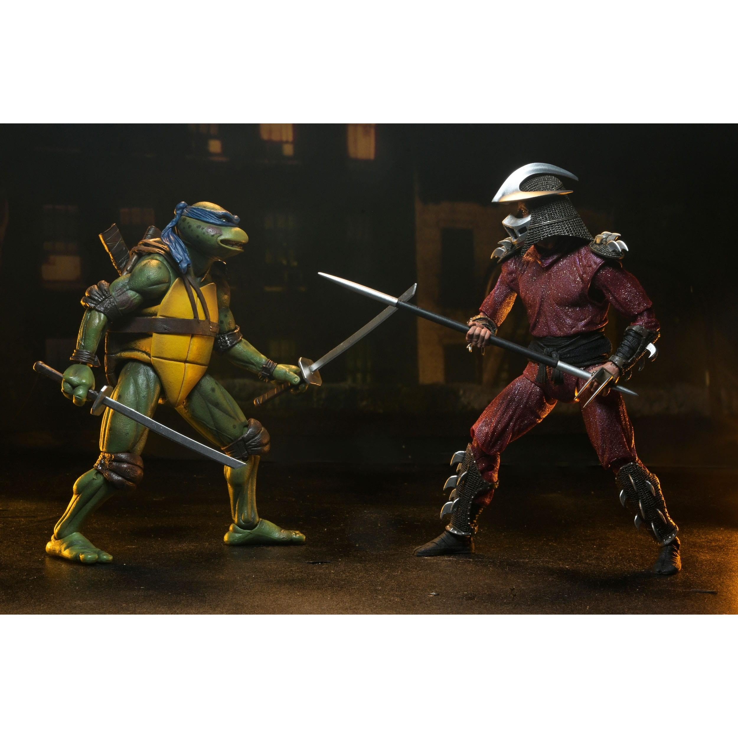 TMNT (1990): Roof Top Battle Shredder vs Leo-Actionfiguren-NECA-Mighty Underground