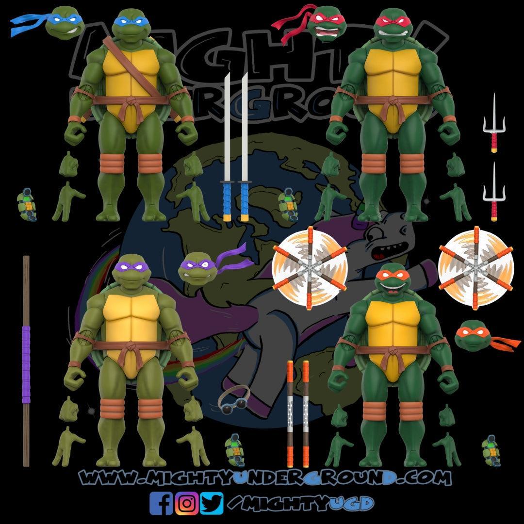 TMNT 2003: Leonardo, Donatello, Raphael, Michelangelo (Super7) - 4-Set-Actionfiguren-Super7-Mighty Underground