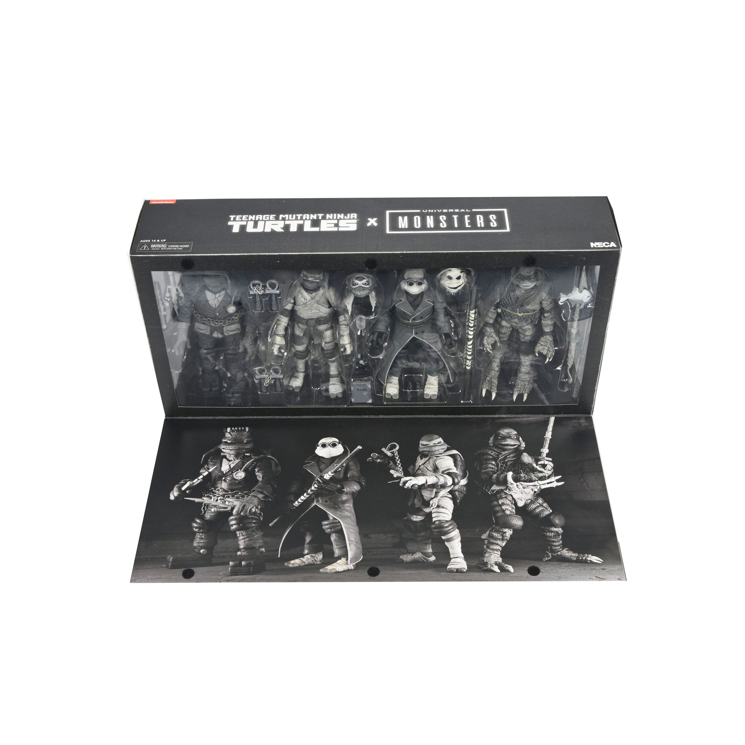 Universal Monsters x TMNT: Turtles Black & White - 4-Pack-Actionfiguren-NECA-Mighty Underground