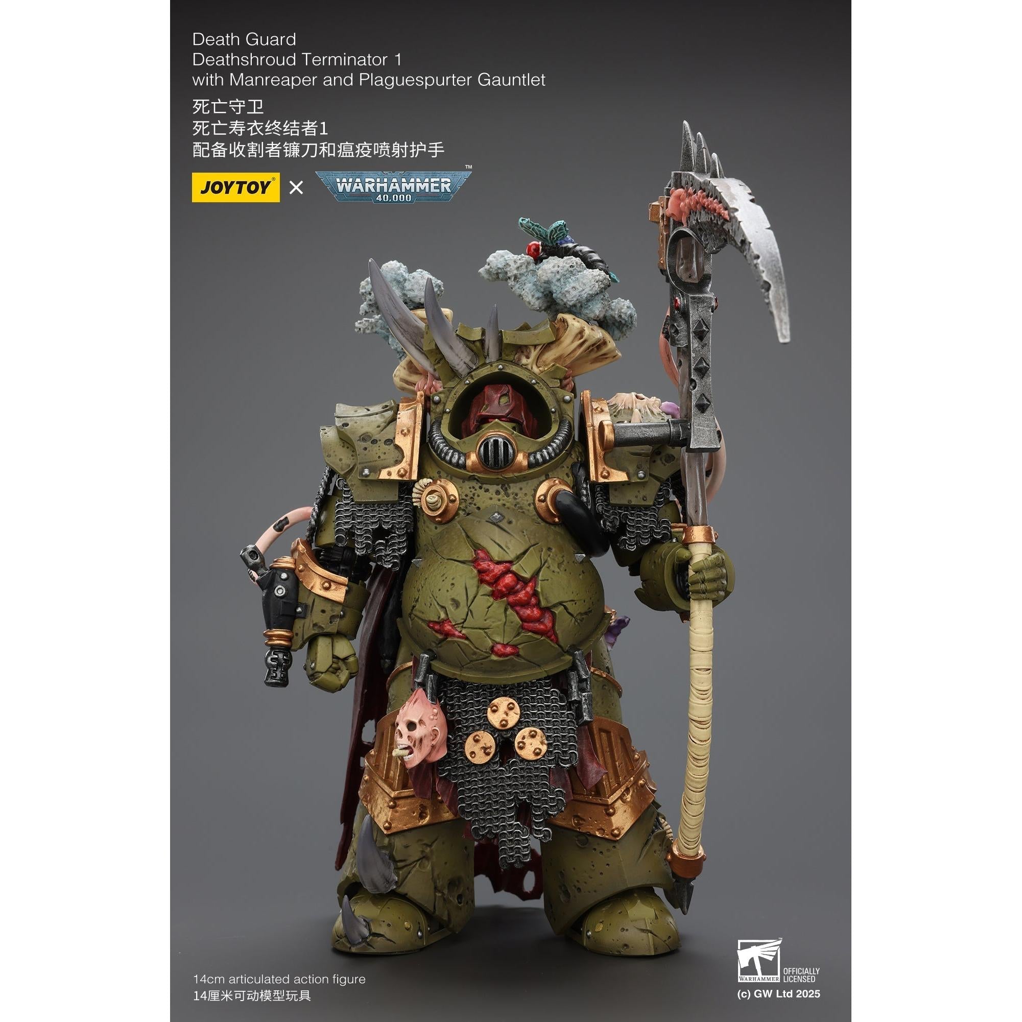 Warhammer 40k: Death Guard - Deathshroud Terminator 1 with Manreaper and Plaguespurter Gauntlet-Actionfiguren-JoyToy-Mighty Underground