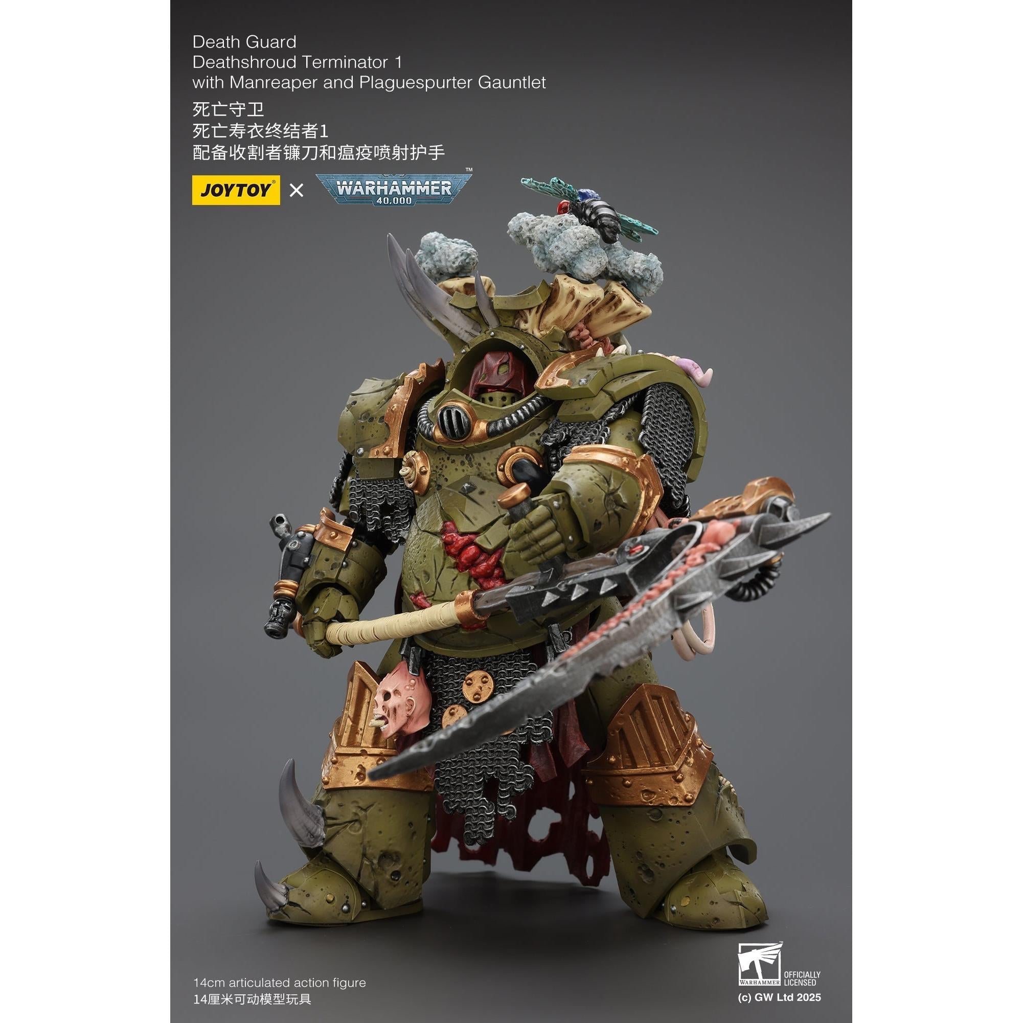 Warhammer 40k: Death Guard - Deathshroud Terminator 1 with Manreaper and Plaguespurter Gauntlet-Actionfiguren-JoyToy-Mighty Underground