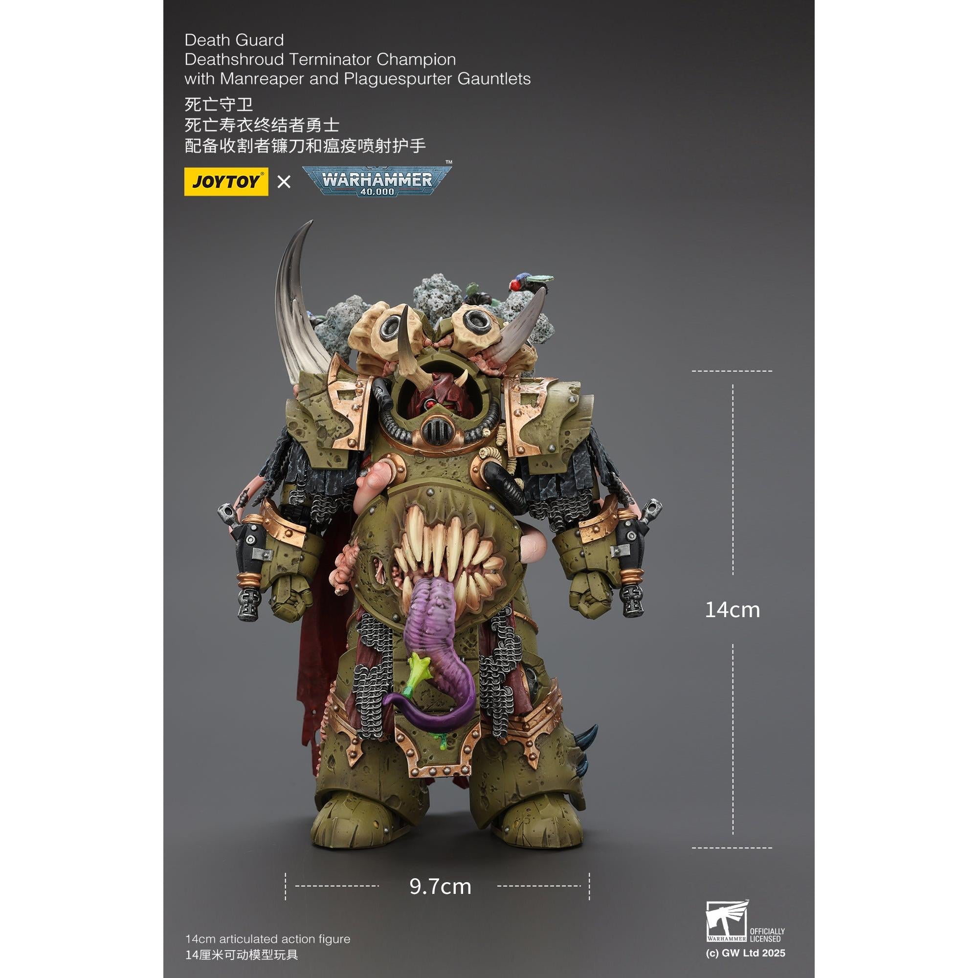 Warhammer 40k: Death Guard - Deathshroud Terminator Champion with Manreaper and Plaguespurter Gauntlets-Actionfiguren-JoyToy-Mighty Underground