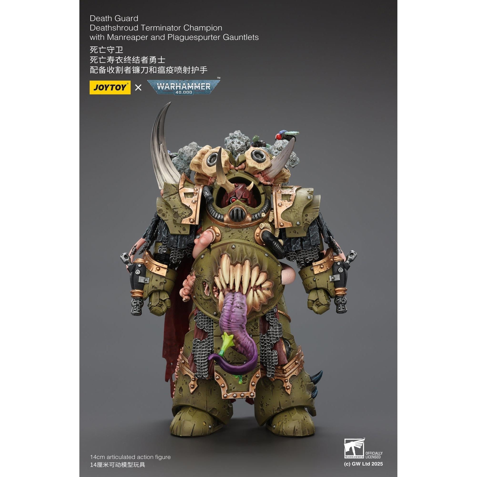 Warhammer 40k: Death Guard - Deathshroud Terminator Champion with Manreaper and Plaguespurter Gauntlets-Actionfiguren-JoyToy-Mighty Underground