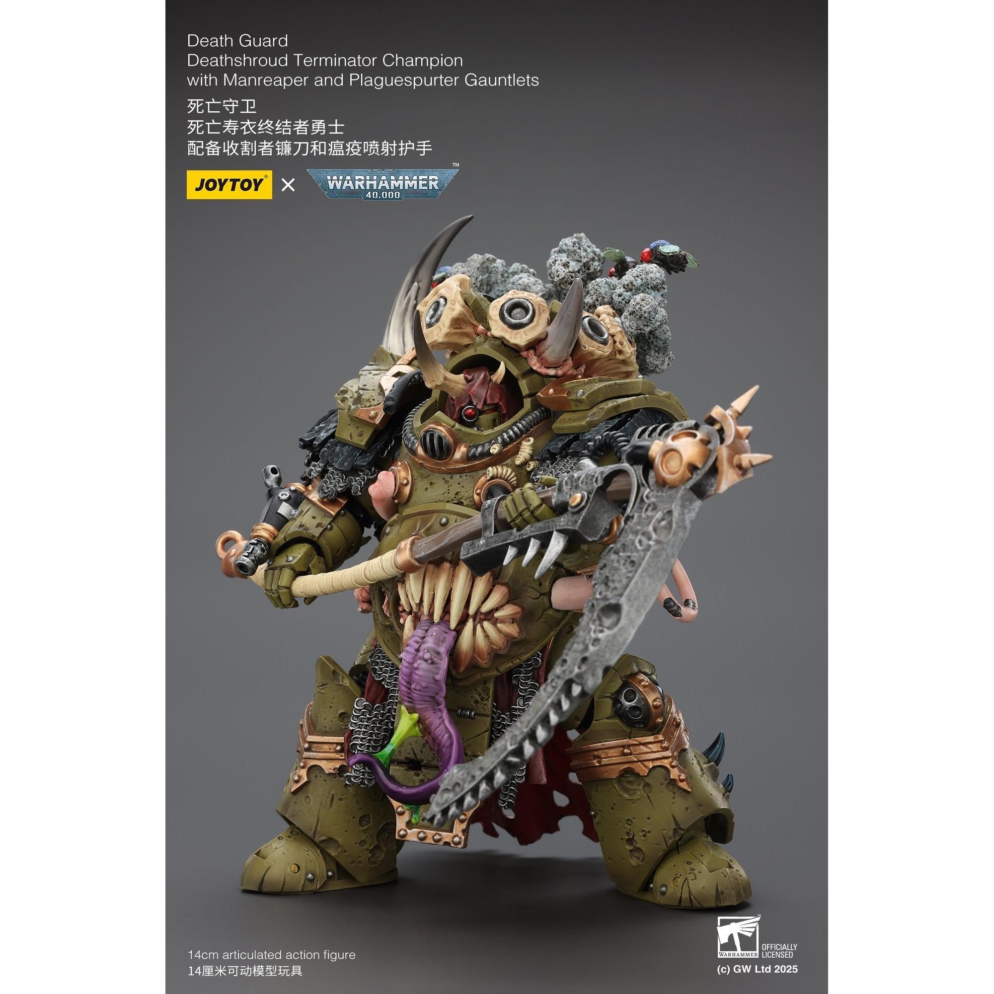 Warhammer 40k: Death Guard - Deathshroud Terminator Champion with Manreaper and Plaguespurter Gauntlets-Actionfiguren-JoyToy-Mighty Underground