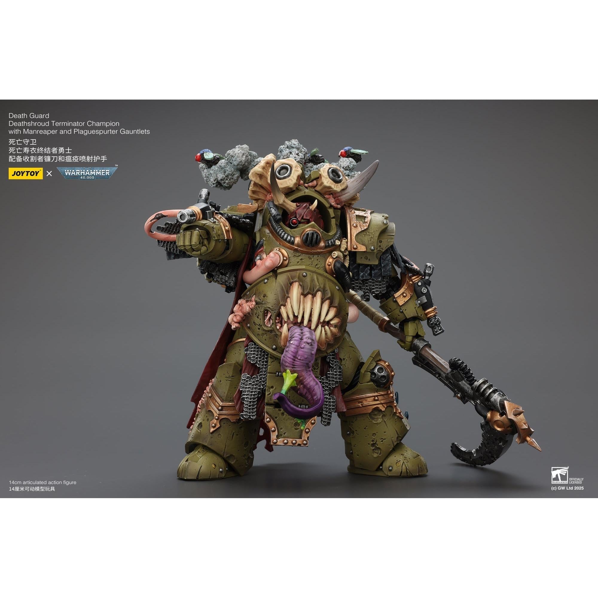 Warhammer 40k: Death Guard - Deathshroud Terminator Champion with Manreaper and Plaguespurter Gauntlets-Actionfiguren-JoyToy-Mighty Underground