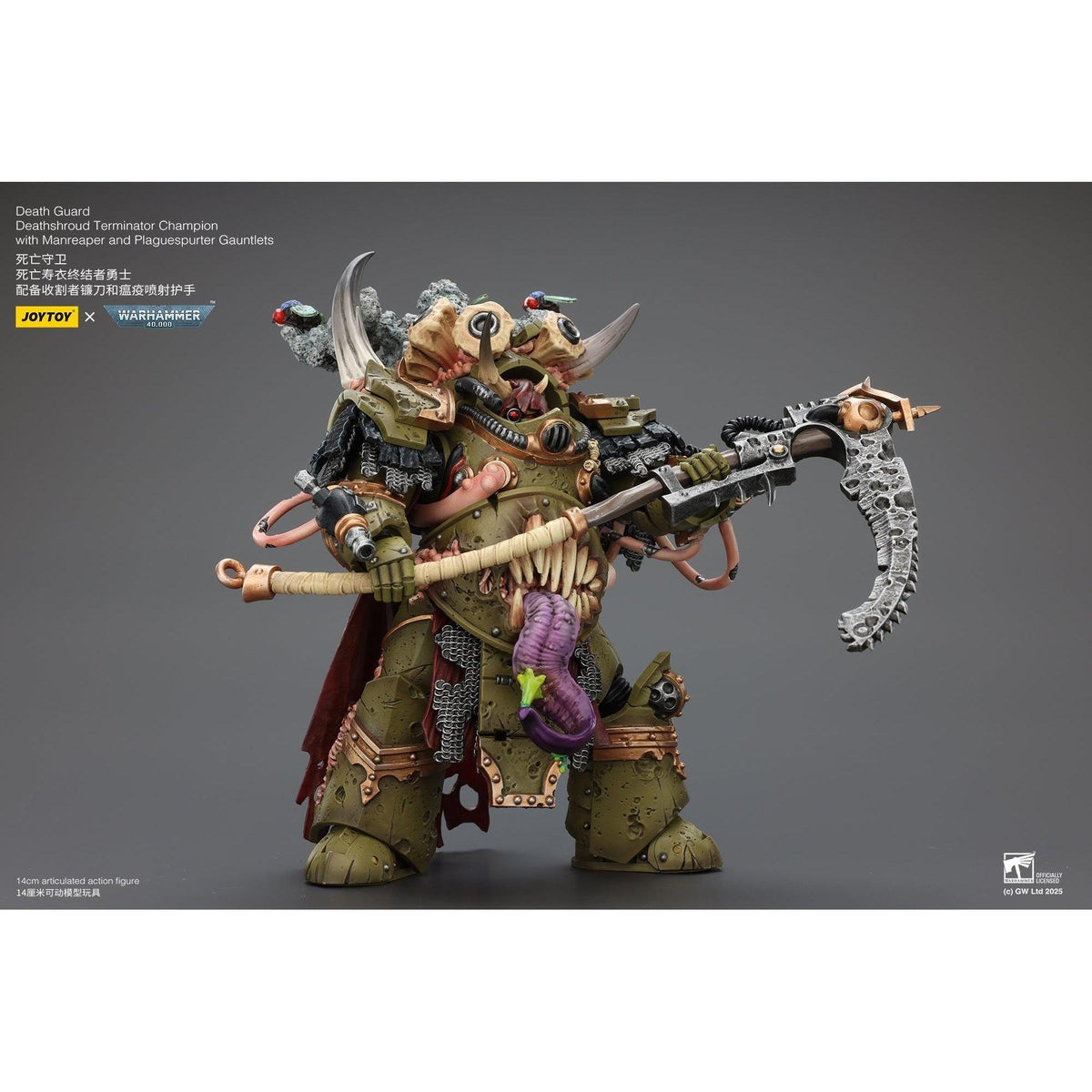 Warhammer 40k: Death Guard - Deathshroud Terminator Champion with Manreaper and Plaguespurter Gauntlets-Actionfiguren-JoyToy-Mighty Underground