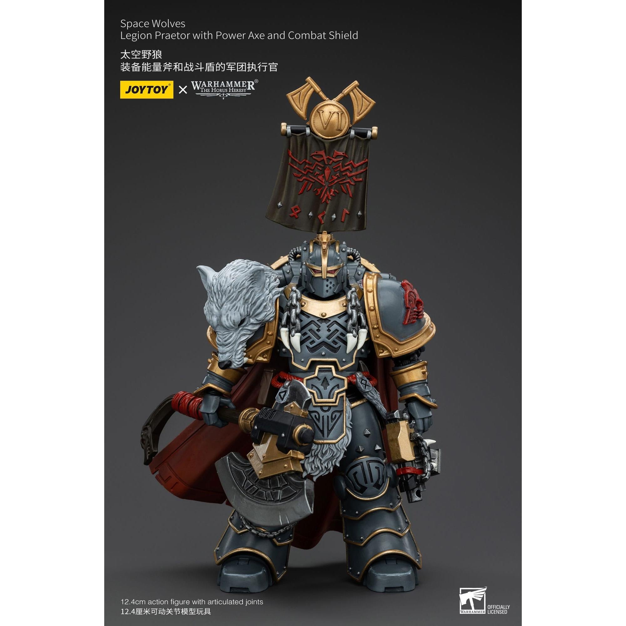 Warhammer 40k: Space Wolves Legion Praetor with Power Axe and Combat Shield (The Horus Heresy)-Actionfiguren-JoyToy-Mighty Underground