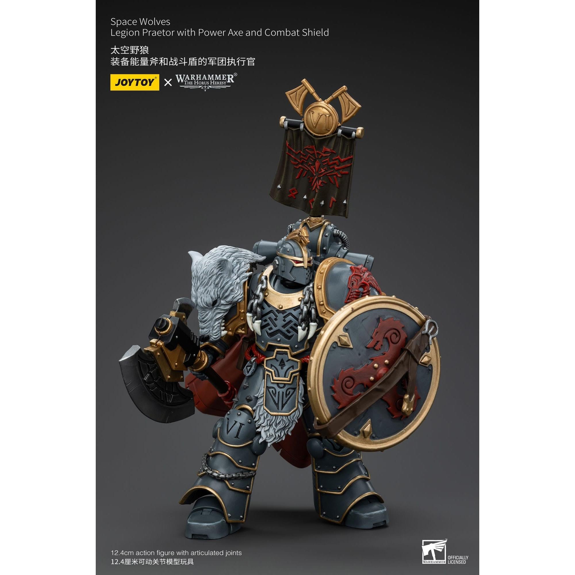 Warhammer 40k: Space Wolves Legion Praetor with Power Axe and Combat Shield (The Horus Heresy)-Actionfiguren-JoyToy-Mighty Underground