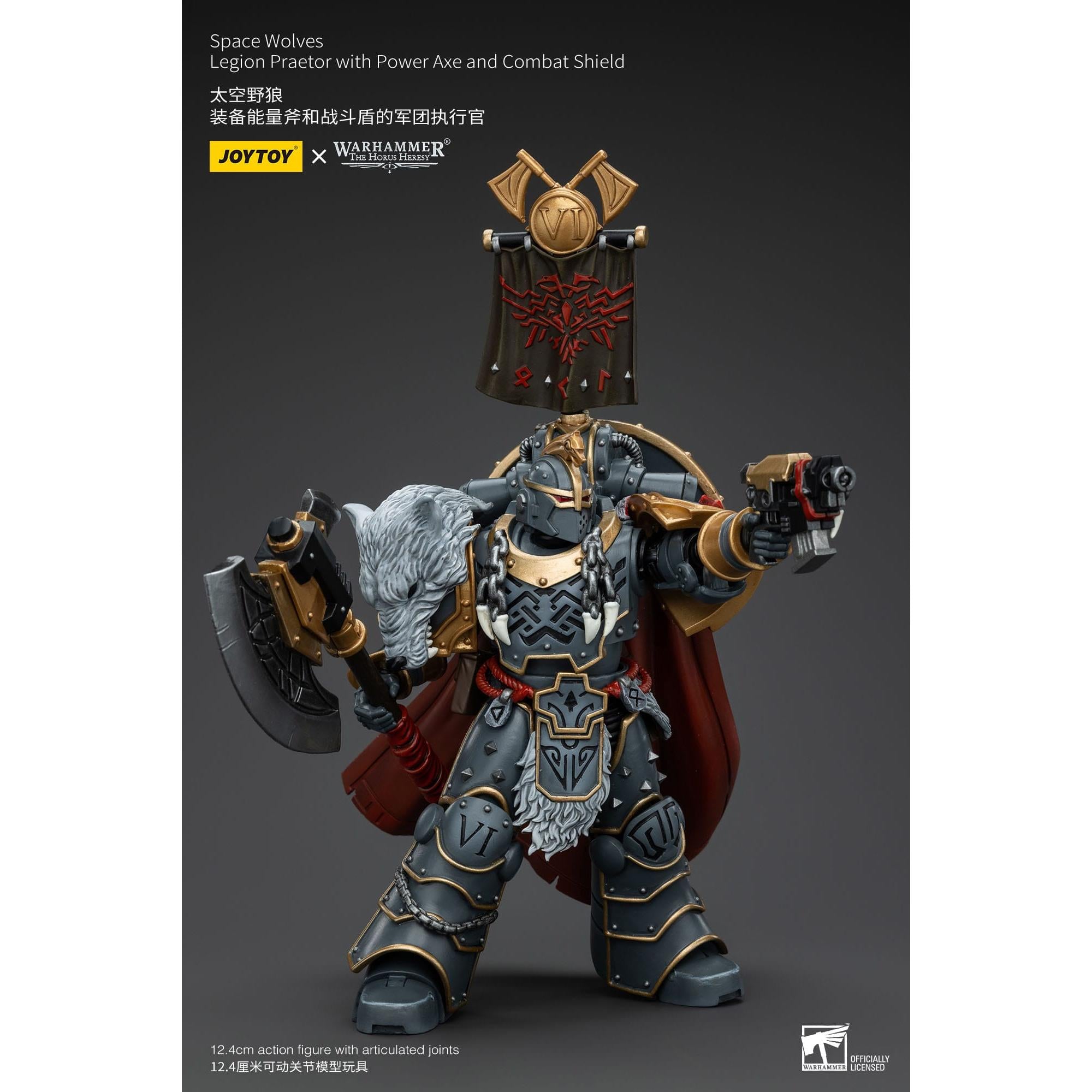 Warhammer 40k: Space Wolves Legion Praetor with Power Axe and Combat Shield (The Horus Heresy)-Actionfiguren-JoyToy-Mighty Underground