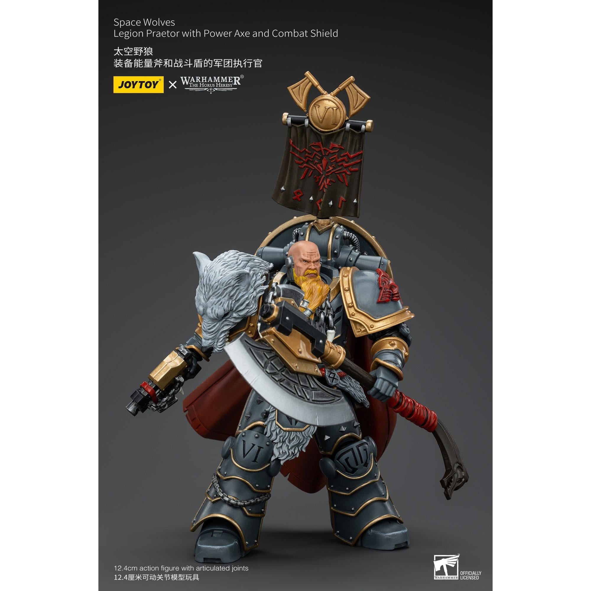 Warhammer 40k: Space Wolves Legion Praetor with Power Axe and Combat Shield (The Horus Heresy)-Actionfiguren-JoyToy-Mighty Underground