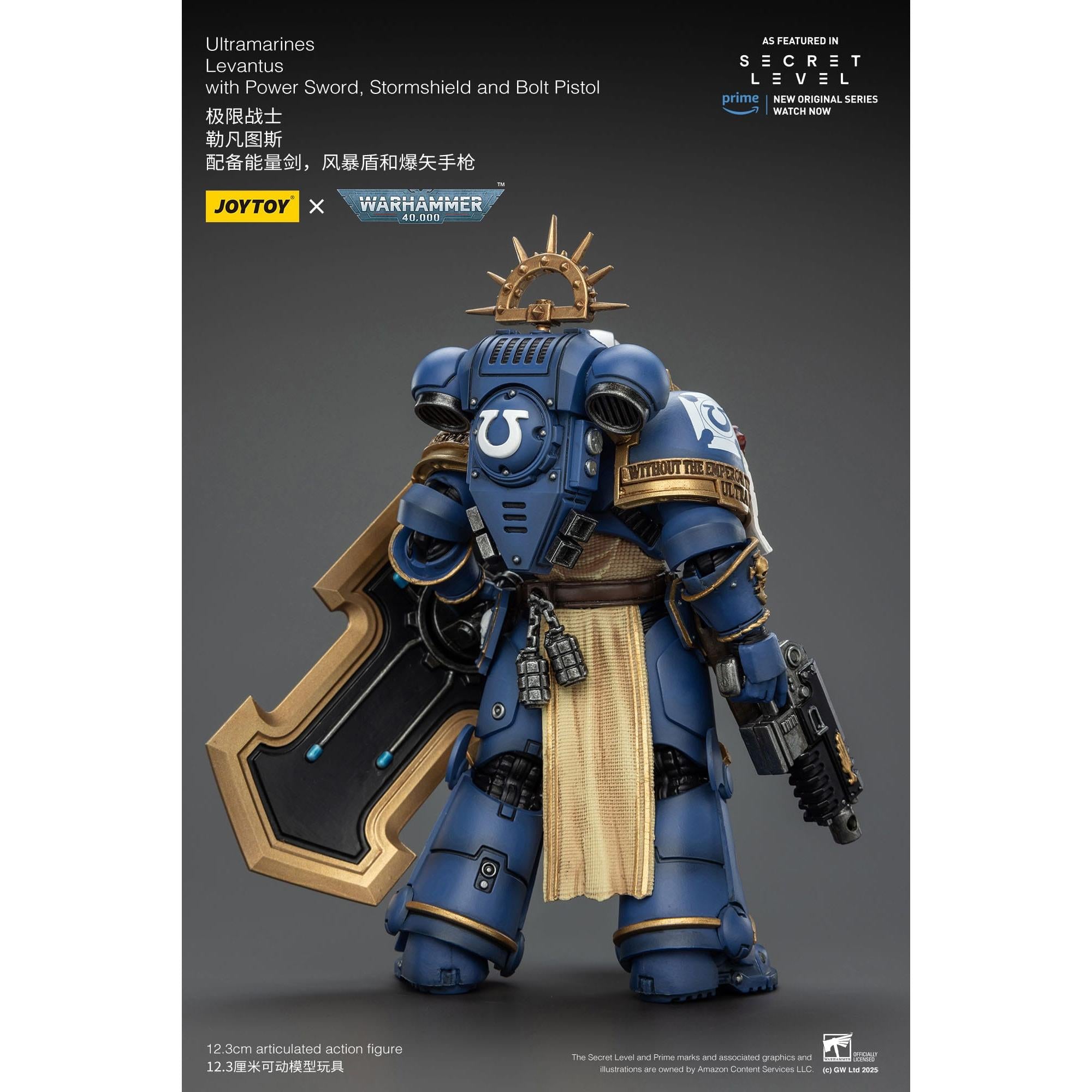 Warhammer 40k: Ultramarines Levantus with Power Sword, Stormshield and Bolt Pistol (Secret Level)-Actionfiguren-JoyToy-Mighty Underground