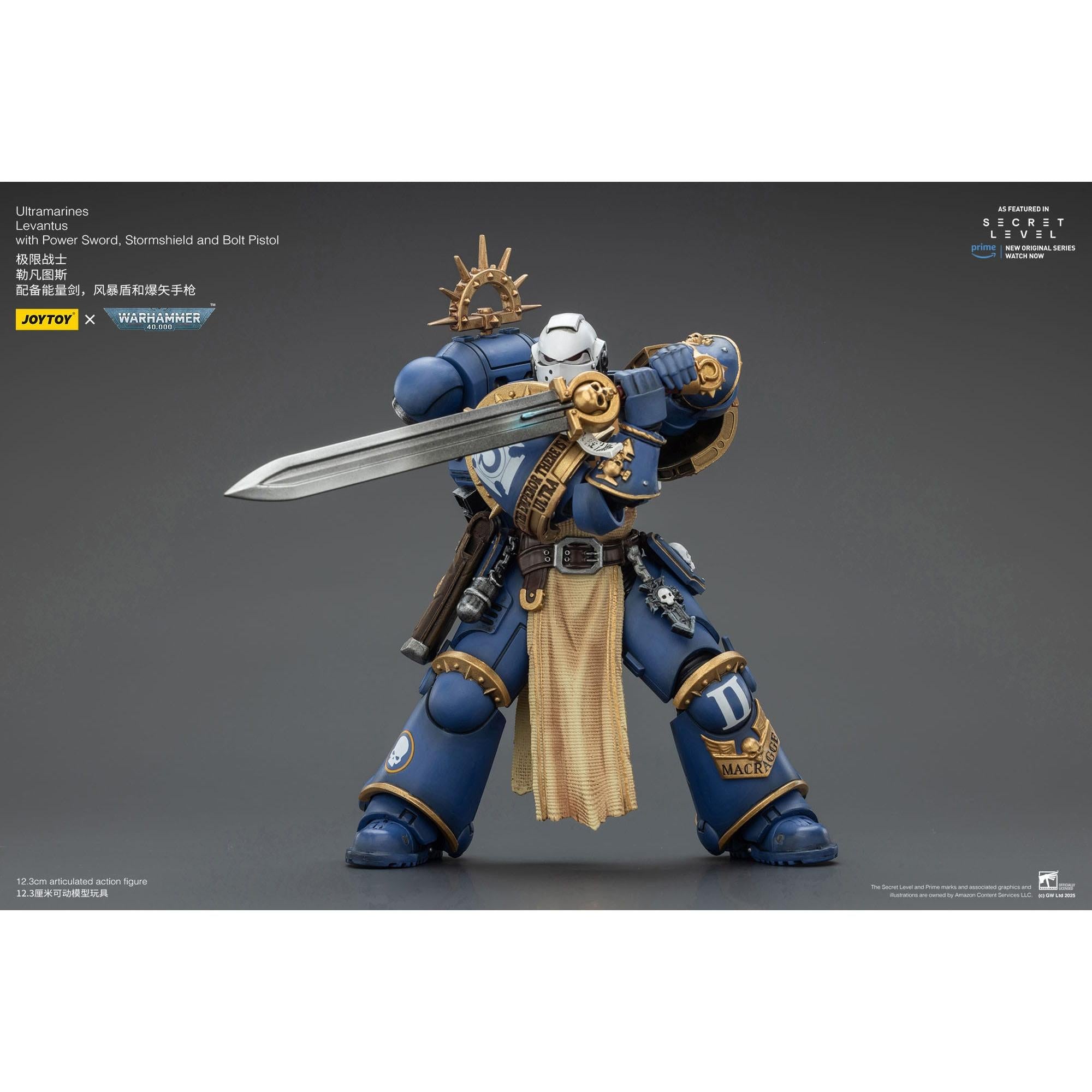 Warhammer 40k: Ultramarines Levantus with Power Sword, Stormshield and Bolt Pistol (Secret Level)-Actionfiguren-JoyToy-Mighty Underground