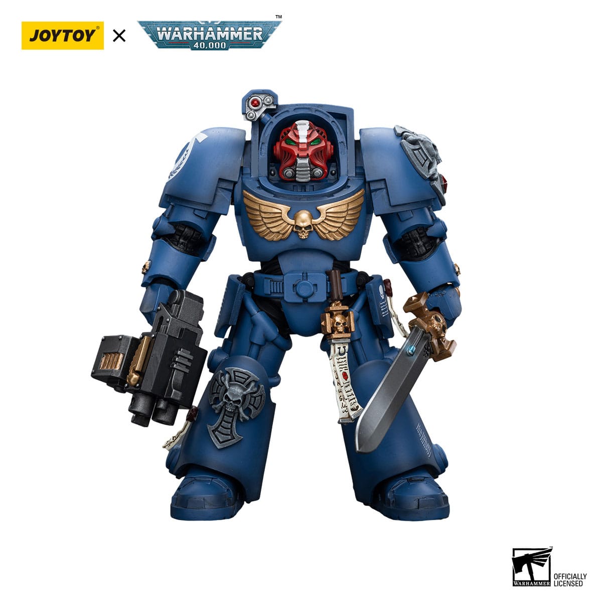Warhammer 40k: Ultramarines Terminator Squad Sergeant with Power Sword and Teleport Homer-Actionfiguren-JoyToy-Mighty Underground