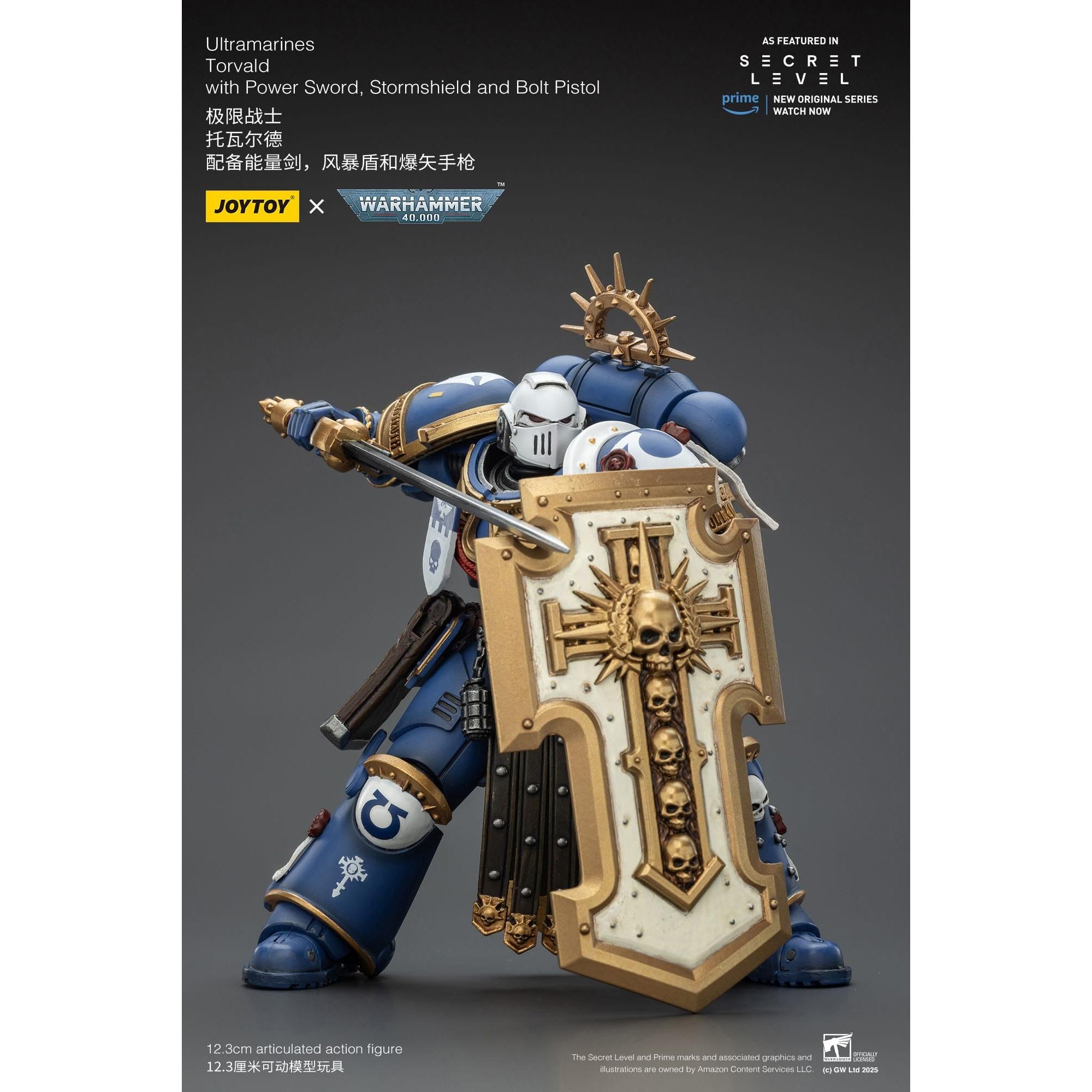 Warhammer 40k: Ultramarines Torvald with Power Sword, Stormshield and Bolt Pistol (Secret Level)-Actionfiguren-JoyToy-Mighty Underground