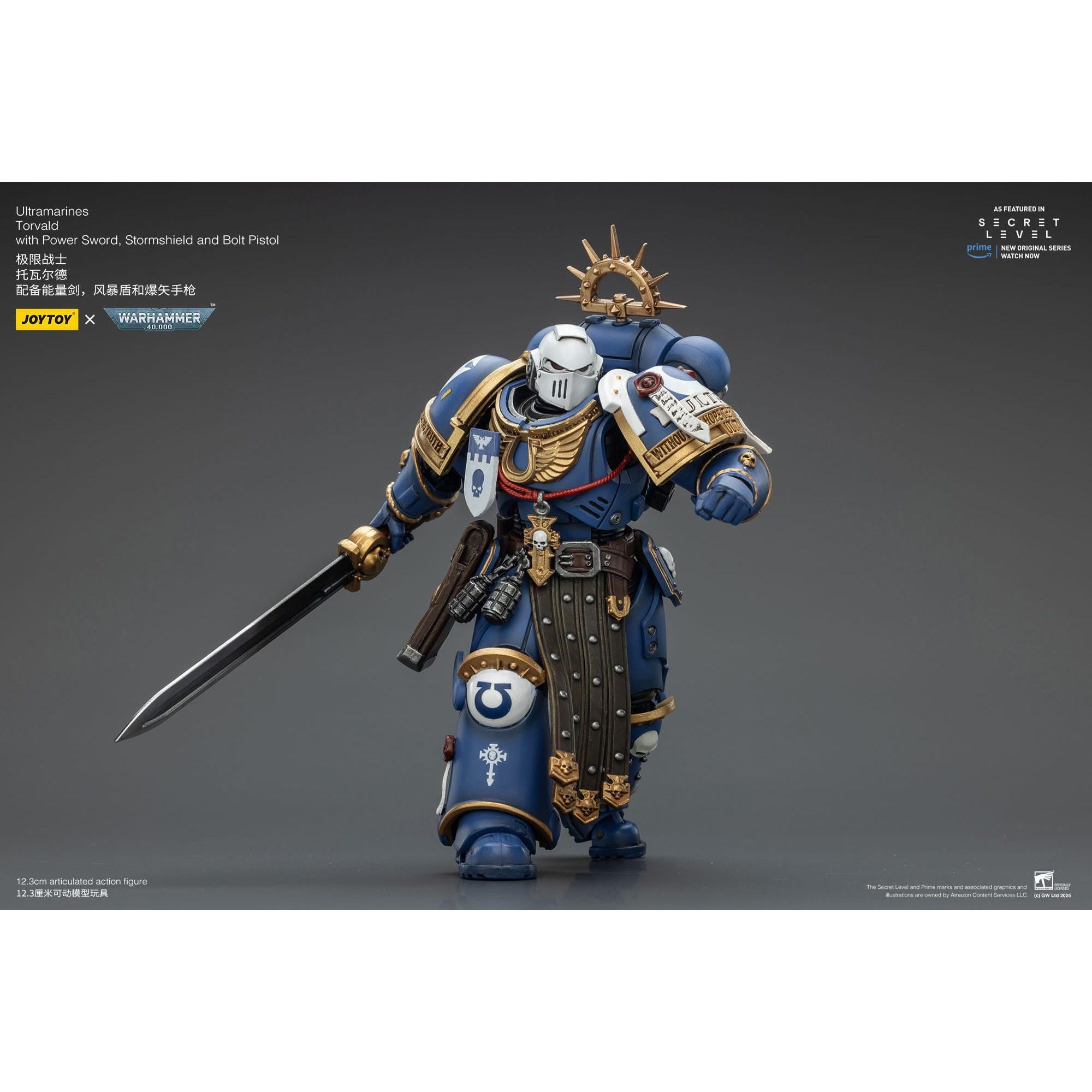 Warhammer 40k: Ultramarines Torvald with Power Sword, Stormshield and Bolt Pistol (Secret Level)-Actionfiguren-JoyToy-Mighty Underground