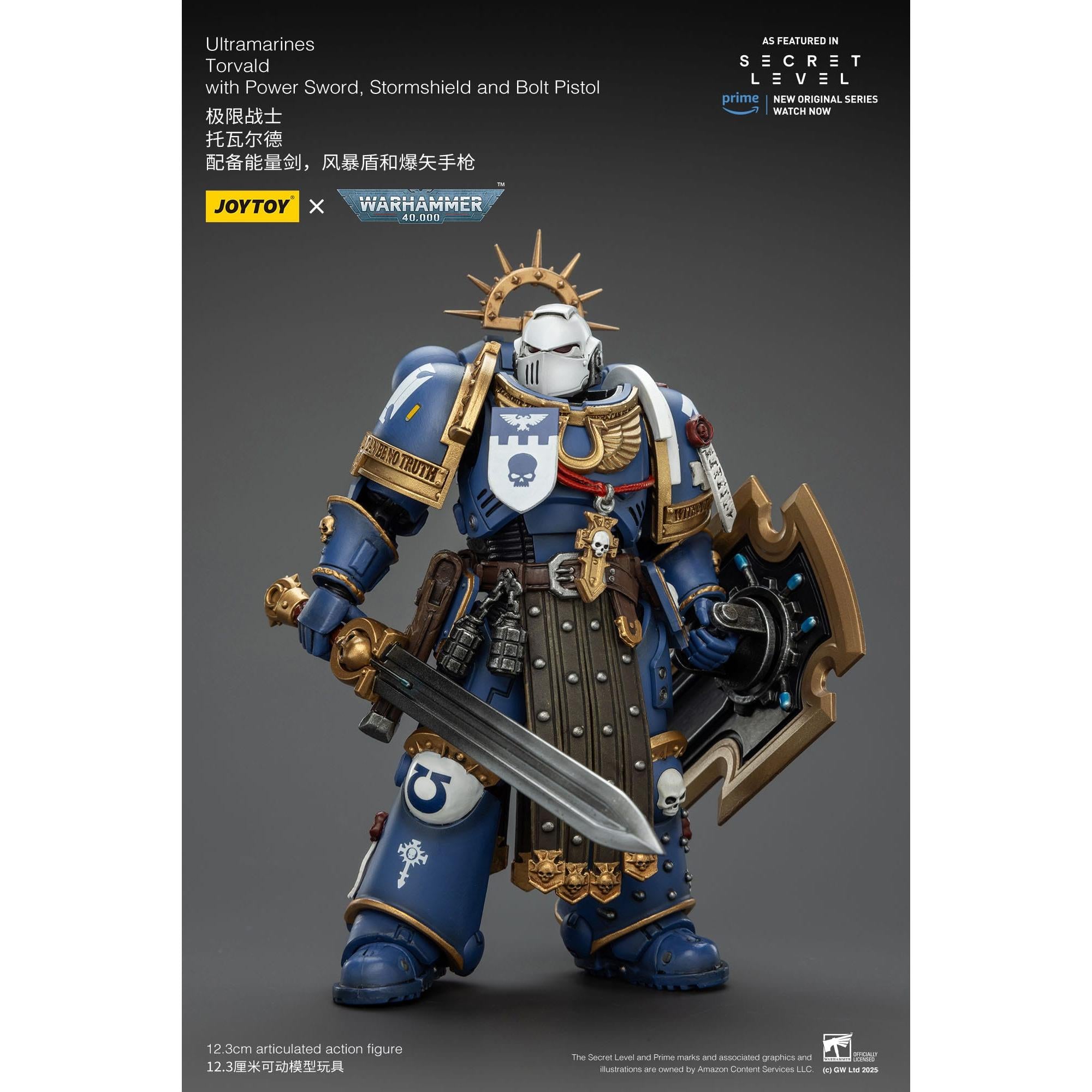 Warhammer 40k: Ultramarines Torvald with Power Sword, Stormshield and Bolt Pistol (Secret Level)-Actionfiguren-JoyToy-Mighty Underground