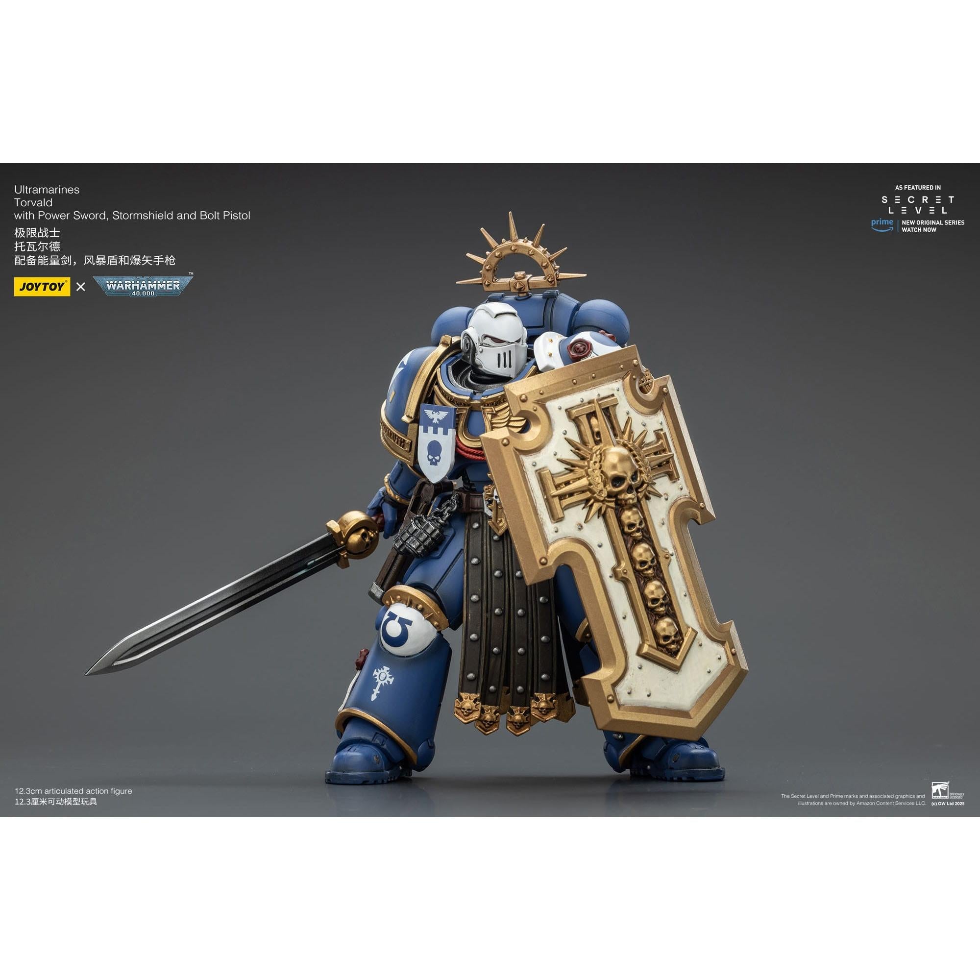 Warhammer 40k: Ultramarines Torvald with Power Sword, Stormshield and Bolt Pistol (Secret Level)-Actionfiguren-JoyToy-Mighty Underground