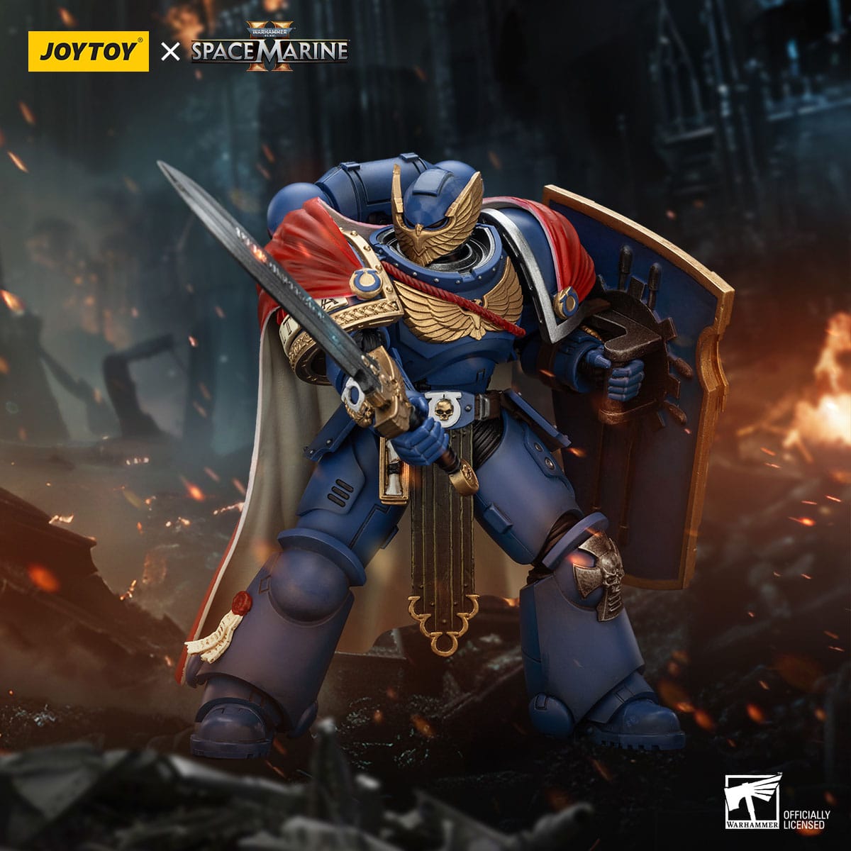 Warhammer 40k: Ultramarines Victrix Honour Guardwith Storm Shield And Power Sword (Space Marine II)-Actionfiguren-JoyToy-Mighty Underground