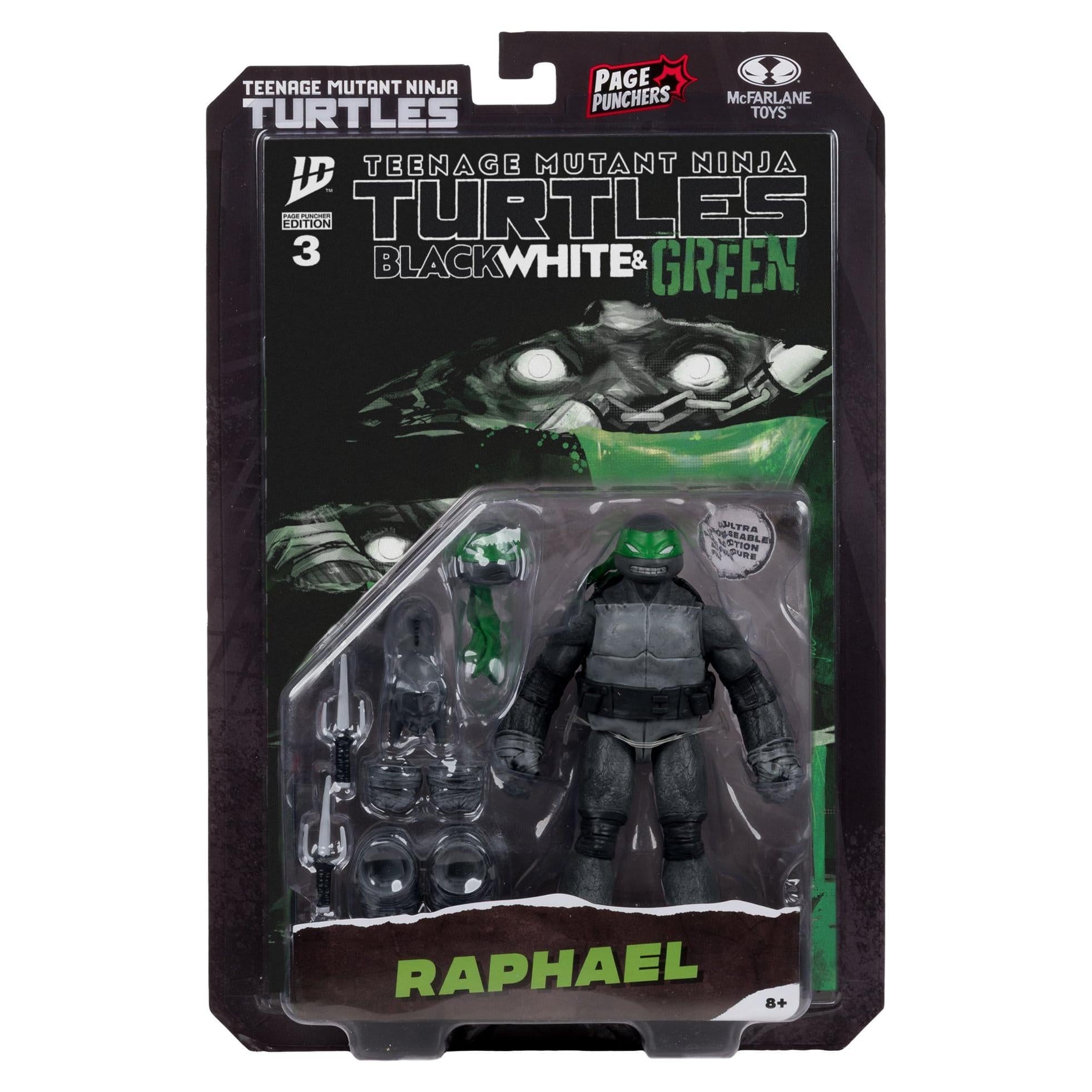TMNT Page Punchers: Leonardo, Raphael, Michelangelo, Donatello (Black White & Green) (Red Platinum Edition) Actionfigur & Comic - 5 inch 4er-Bundle