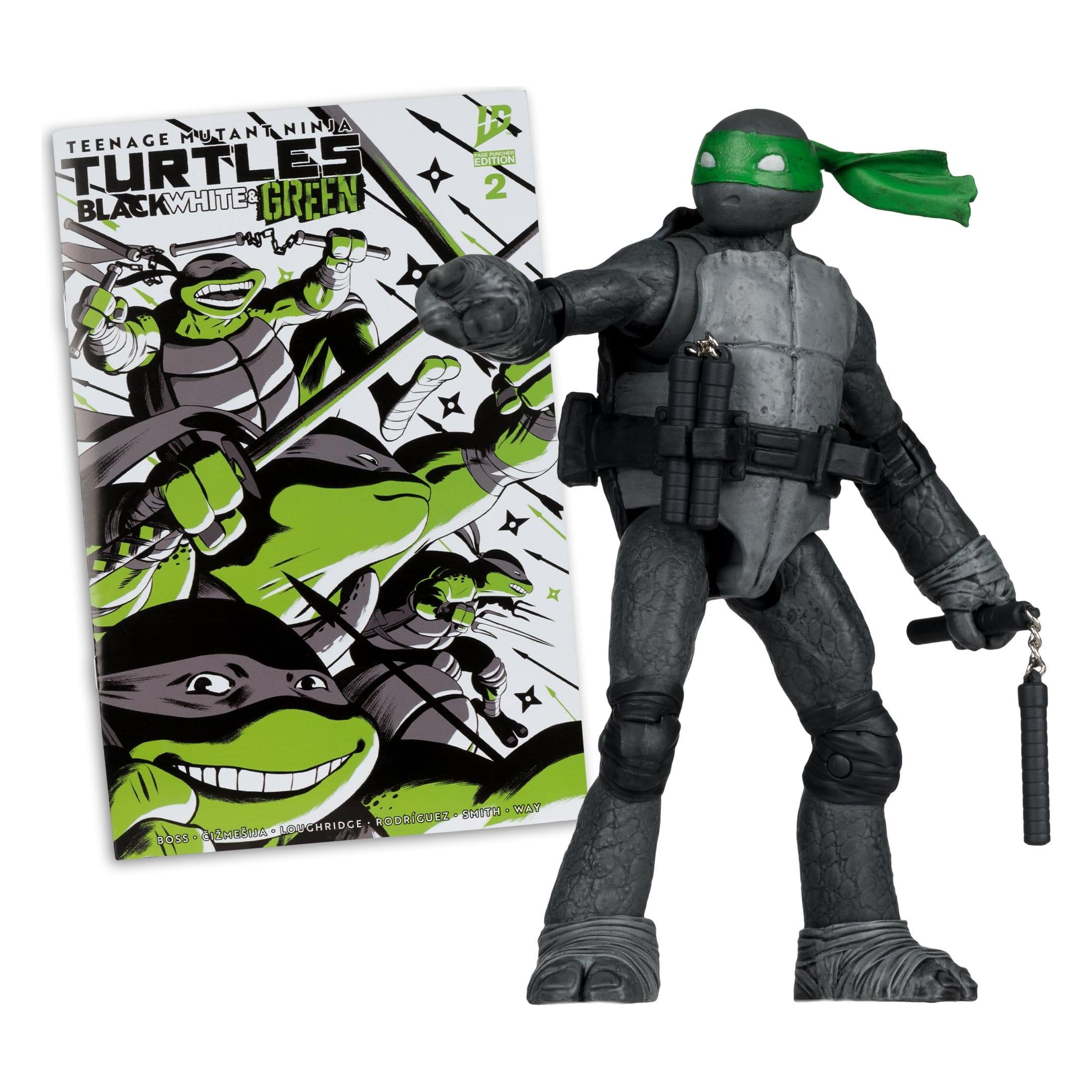 TMNT Page Punchers: Leonardo, Raphael, Michelangelo, Donatello (Black White & Green) (Red Platinum Edition) Actionfigur & Comic - 5 inch 4er-Bundle