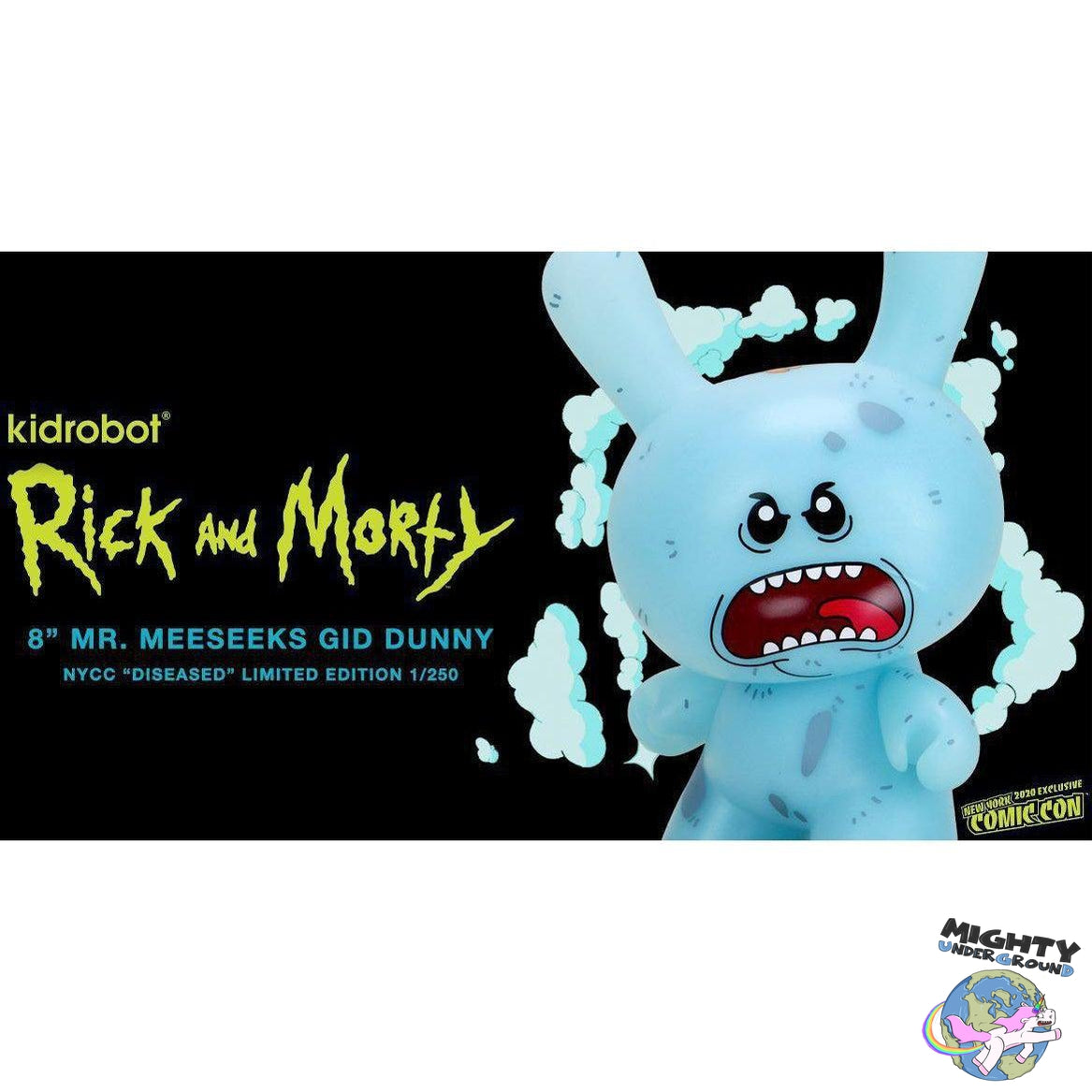 Rick and Morty: Mr. Meeseeks Diseased GitD Dunny (Limited NYCC Exclusive)-Figuren-Kidrobot-Mighty Underground