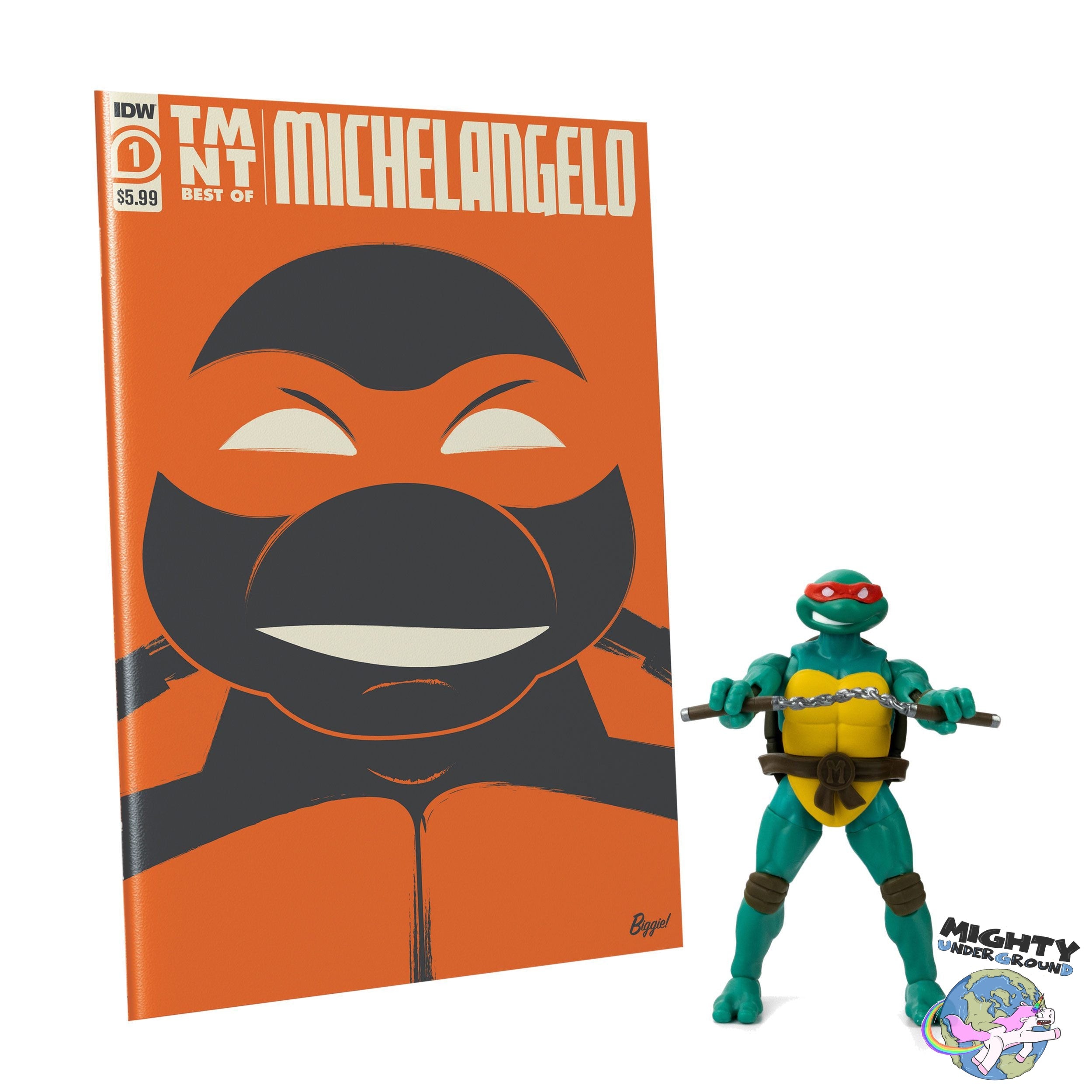 TMNT: Turtles BST AXN x IDW Figure + Comics 4-Set - 5 inch-Actionfiguren-The Loyal Subjects-Mighty Underground