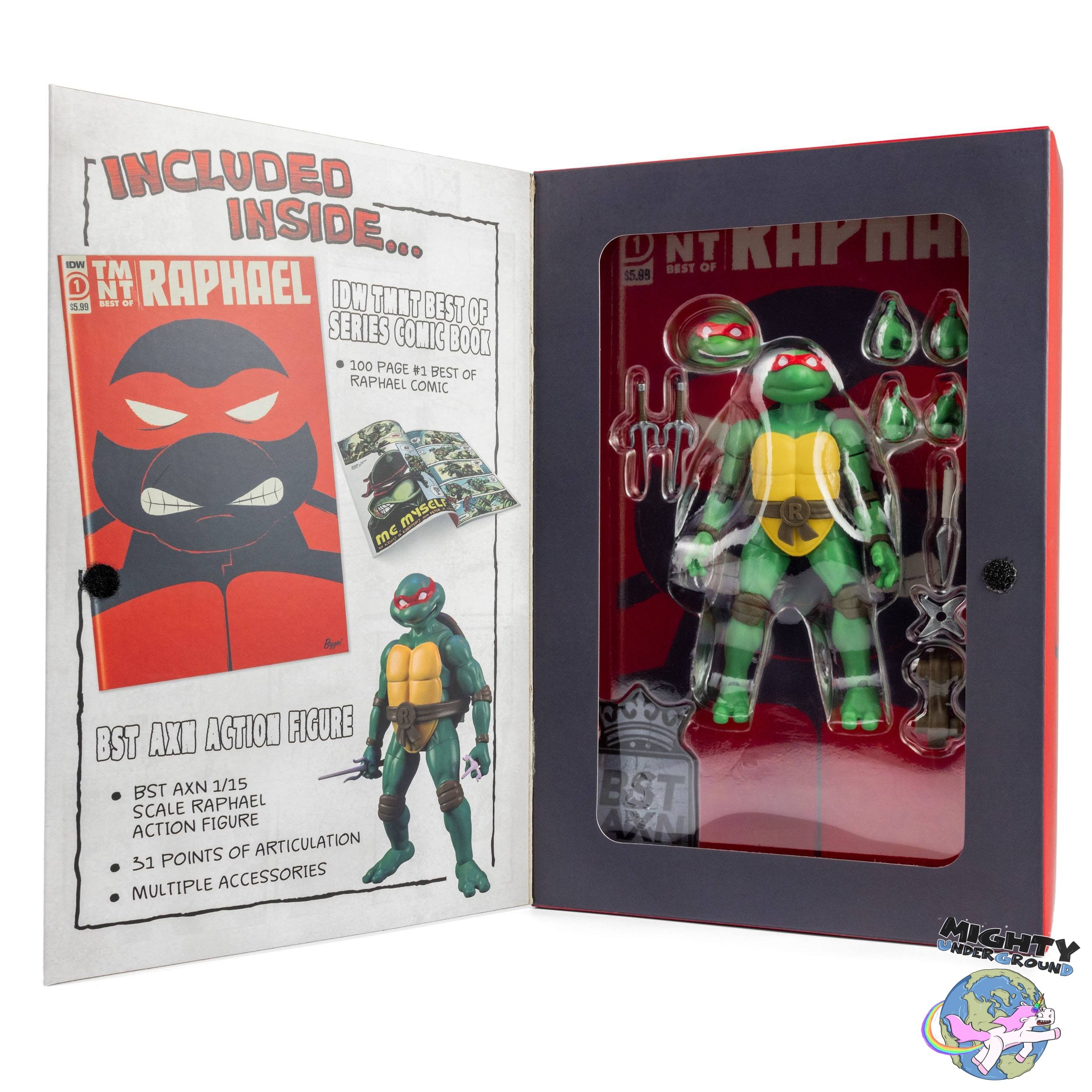 TMNT: Turtles BST AXN x IDW Figure + Comics 4-Set - 5 inch-Actionfiguren-The Loyal Subjects-Mighty Underground