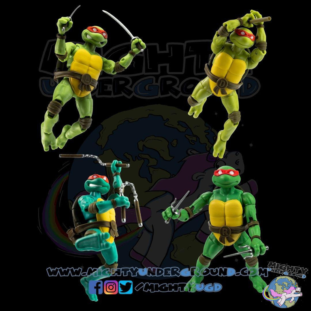 TMNT: Turtles BST AXN x IDW Figure + Comics 4-Set - 5 inch-Actionfiguren-The Loyal Subjects-Mighty Underground