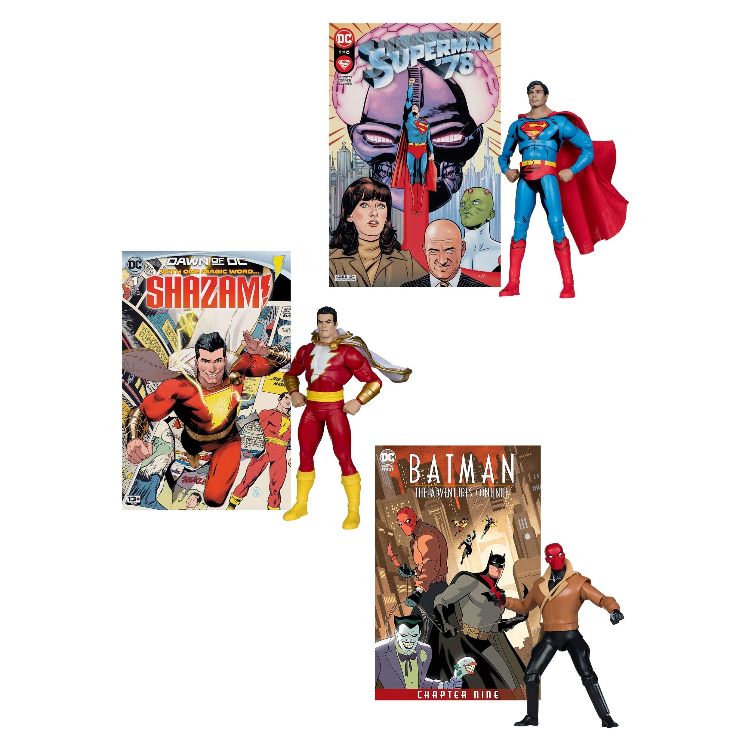 DC Page Punchers: Superman '78, Red Hood, Shazam! (Wave 7) - Actionfigur & Comic - 7 inch - 3er-Set-Actionfiguren-McFarlane Toys-Mighty Underground