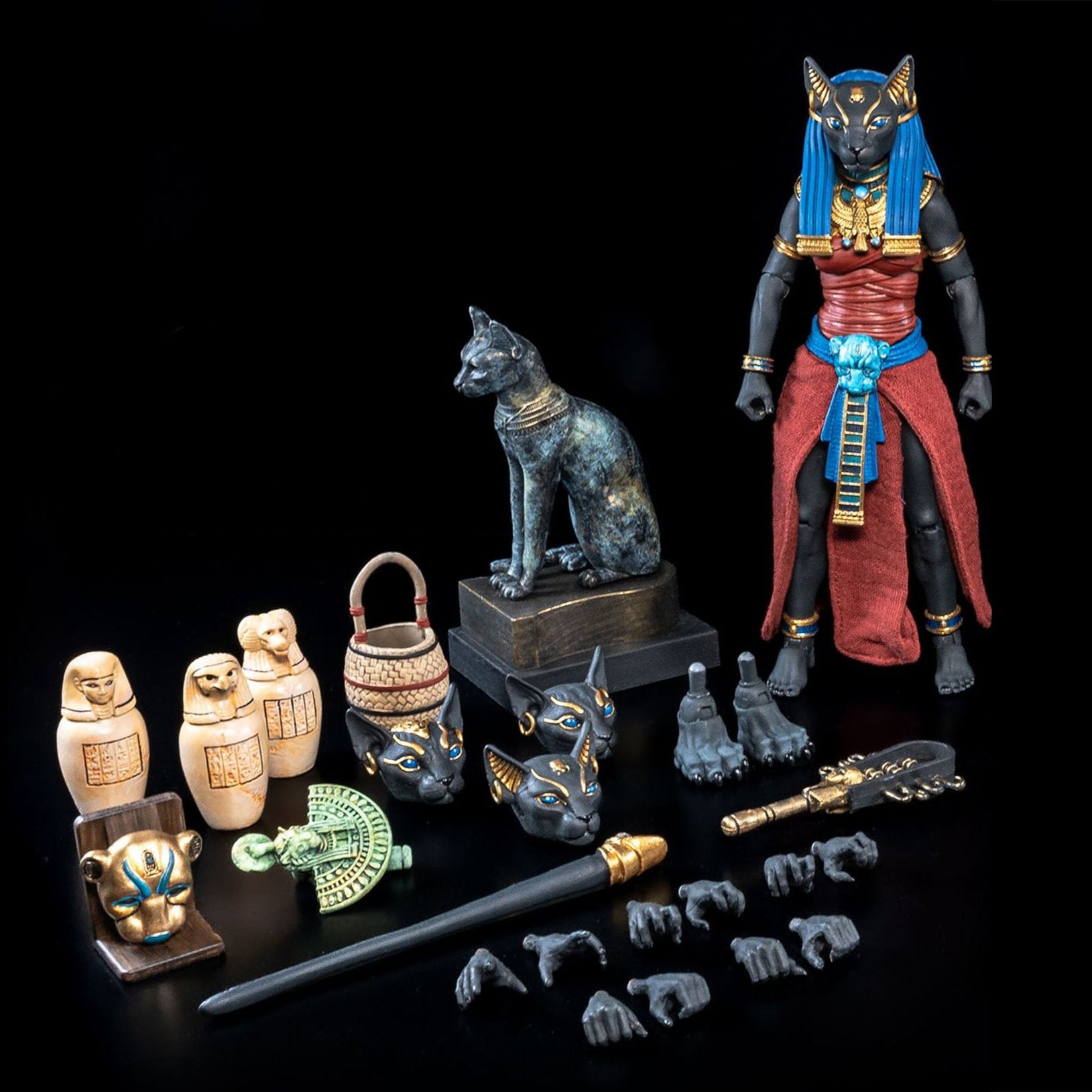 Figura Obscura: Bastet (Black and Red, Exclusive)-Actionfiguren-Four Horsemen Toy Design-Mighty Underground