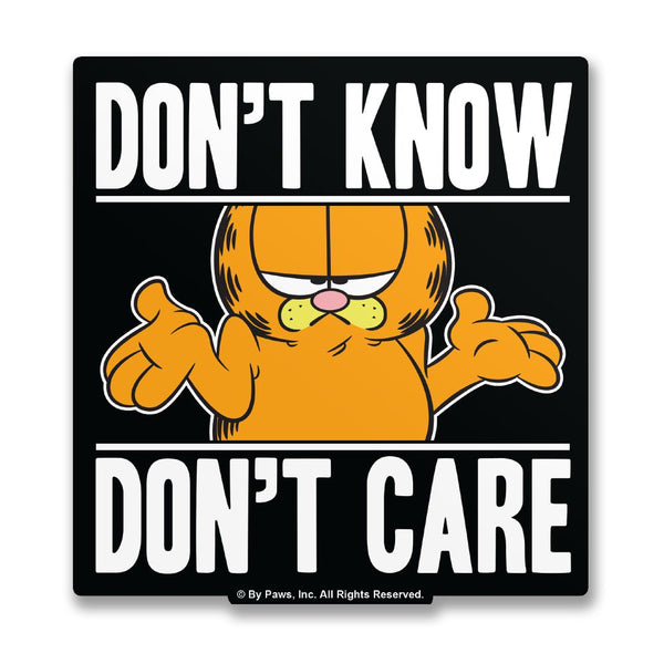 Garfield: Don't Know, Don't Care Sticker - Sticker-Sticker-Mighty Underground-Mighty Underground