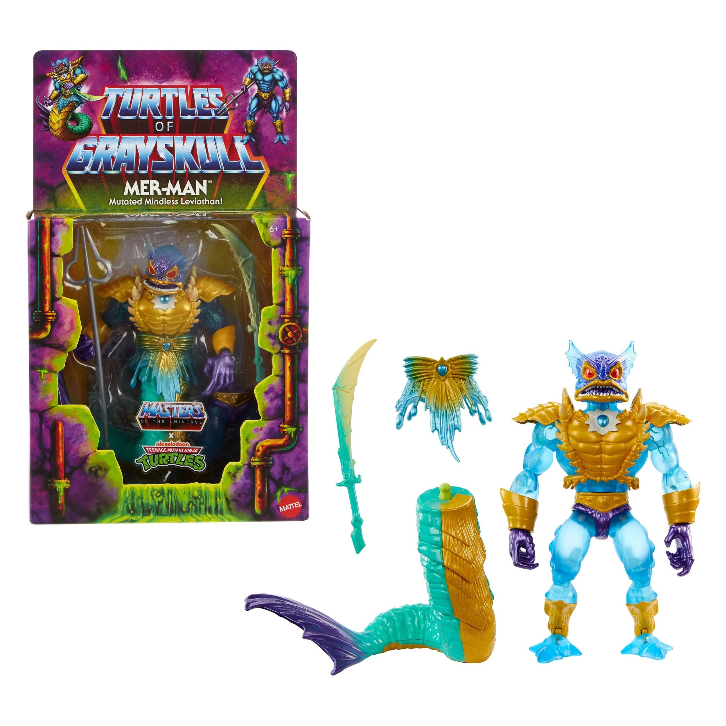 MOTU x TMNT Turtles of Grayskull: Mer-Man-Actionfiguren-Mattel-Mighty Underground