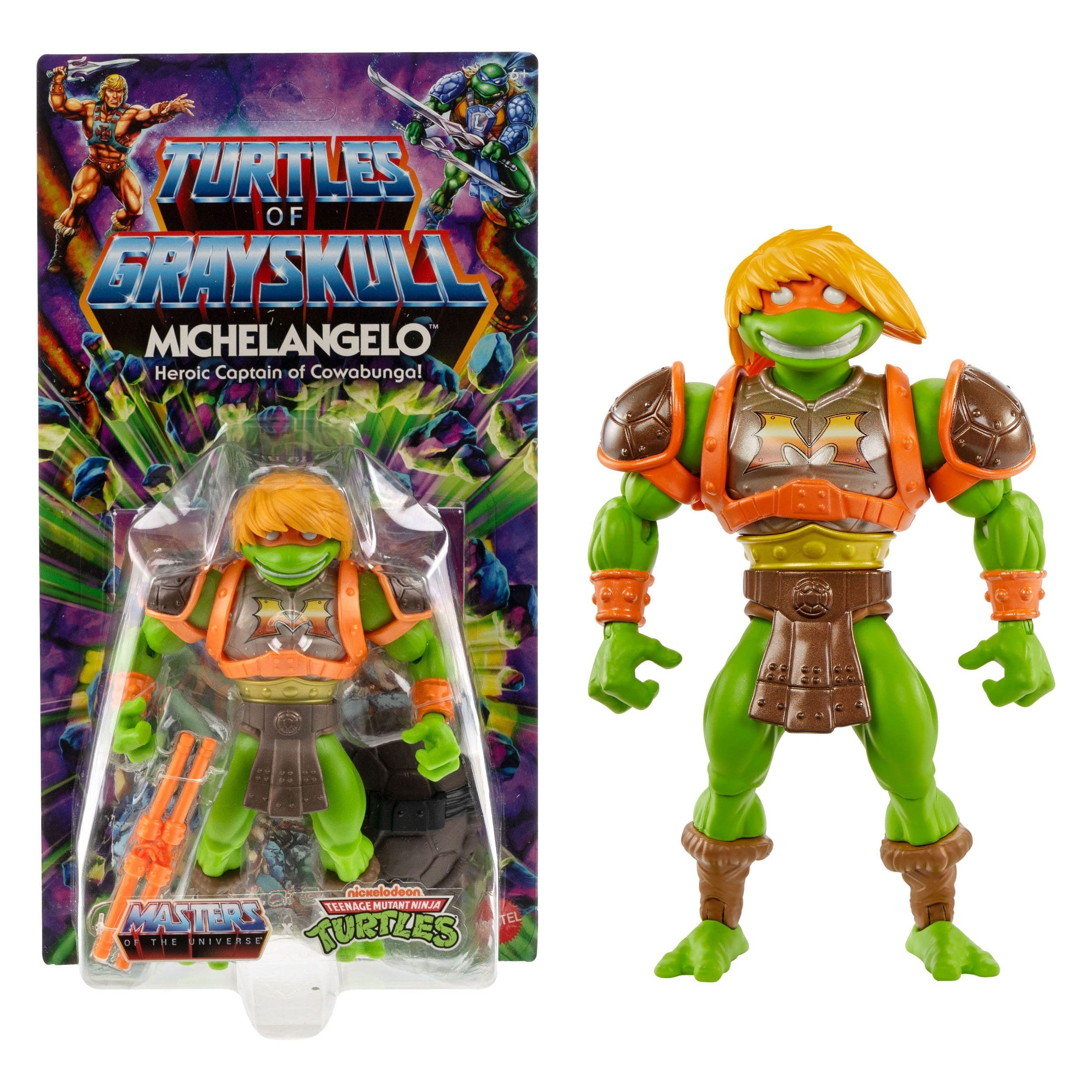 MOTU x TMNT Turtles of Grayskull: Michelangelo-Actionfiguren-Mattel-Mighty Underground