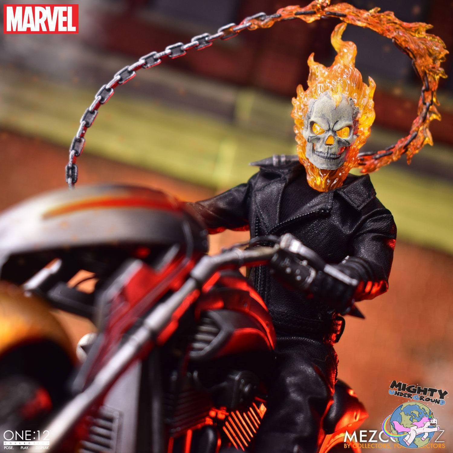 Marvel Universe: Ghost Rider & Hell Cycle - 1:12 VORBESTELLUNG!-Actionfiguren-Mezco Toys-Mighty Underground