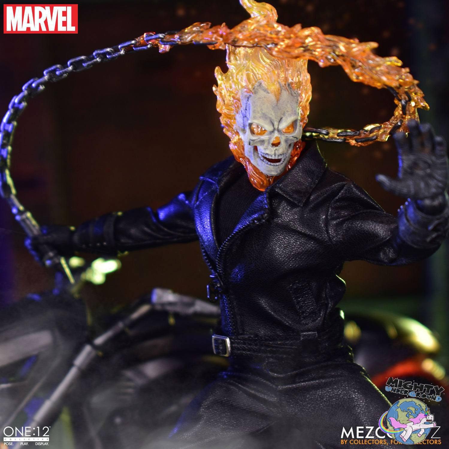 Marvel Universe: Ghost Rider & Hell Cycle - 1:12 VORBESTELLUNG!-Actionfiguren-Mezco Toys-Mighty Underground