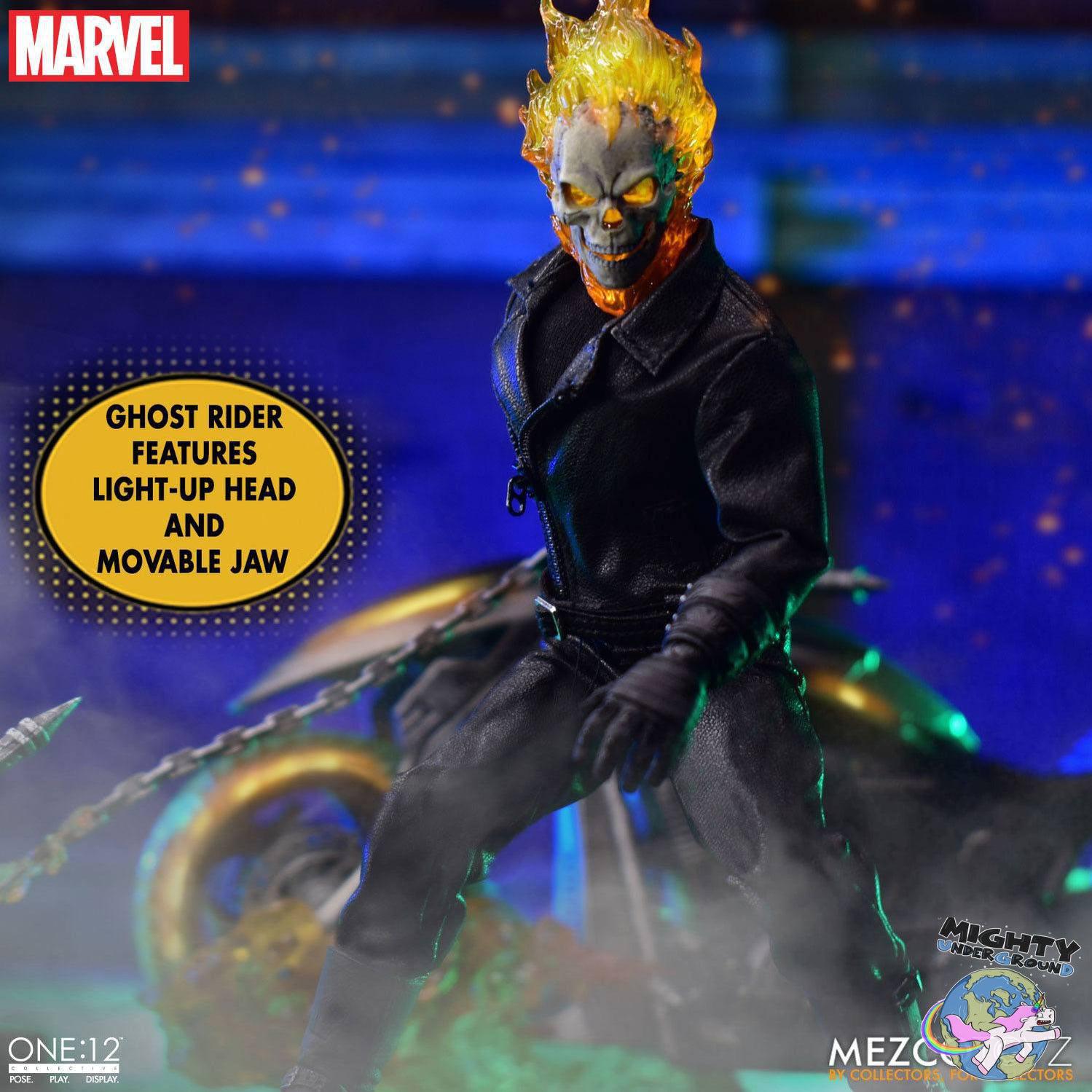 Marvel Universe: Ghost Rider & Hell Cycle - 1:12 VORBESTELLUNG!-Actionfiguren-Mezco Toys-Mighty Underground