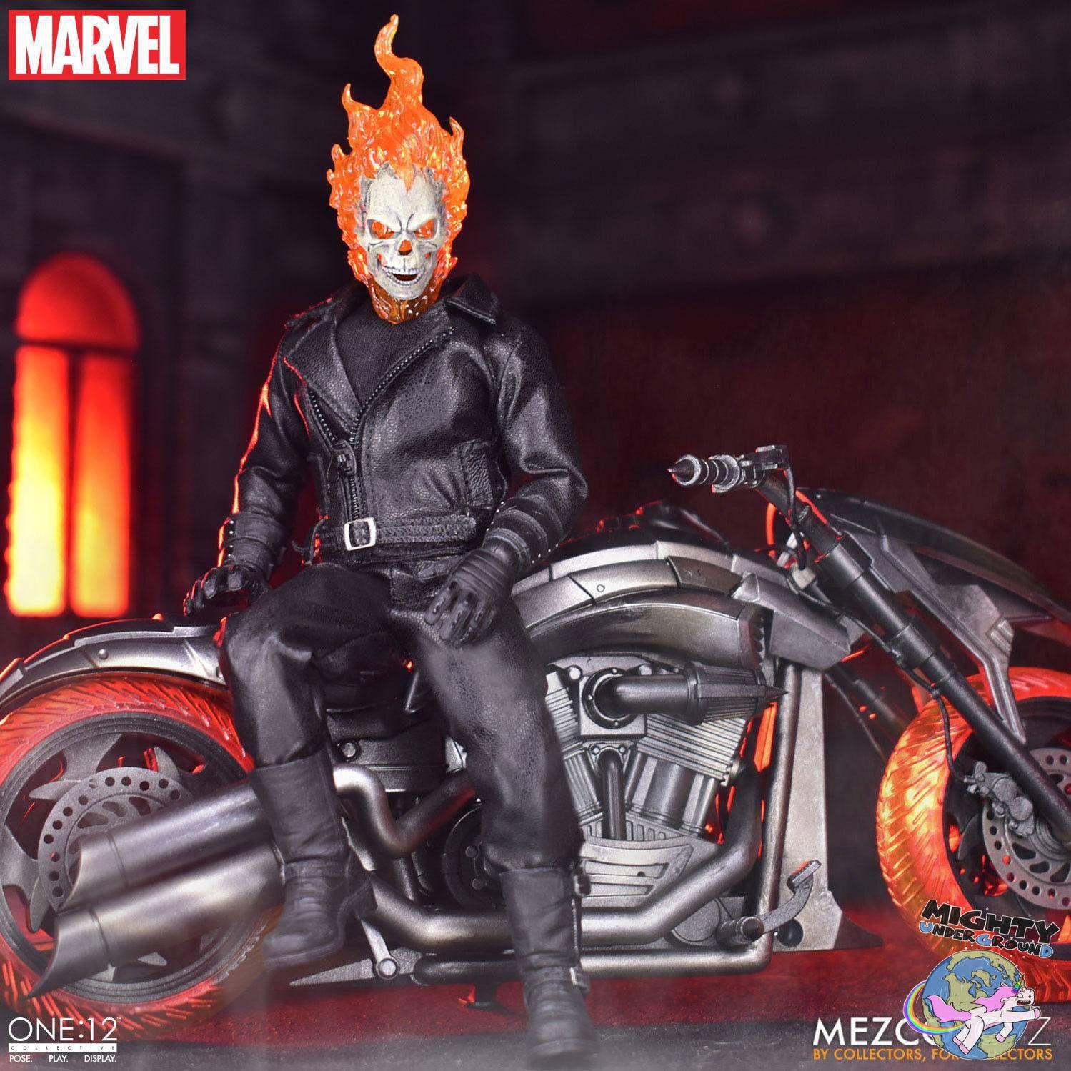 Marvel Universe: Ghost Rider & Hell Cycle - 1:12 VORBESTELLUNG!-Actionfiguren-Mezco Toys-Mighty Underground