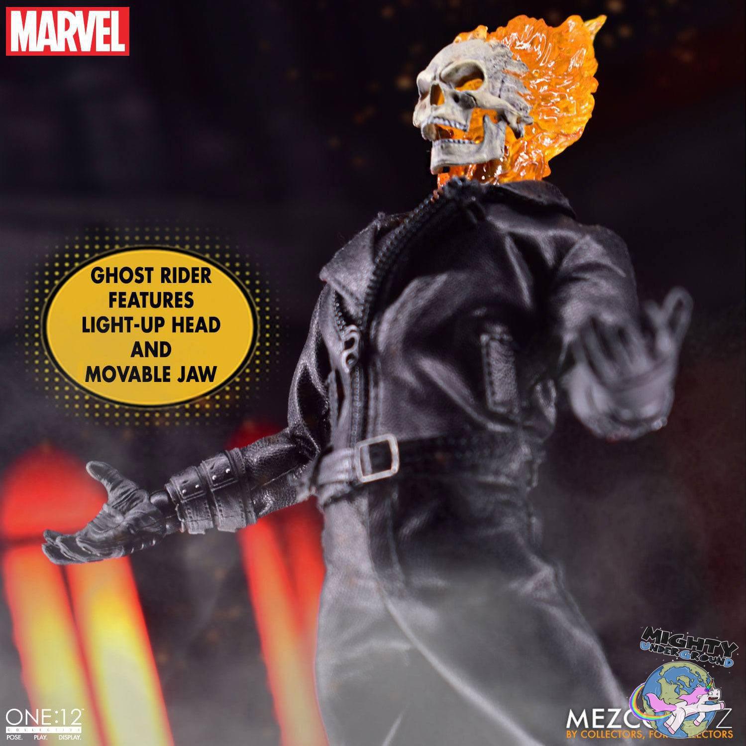 Marvel Universe: Ghost Rider & Hell Cycle - 1:12 VORBESTELLUNG!-Actionfiguren-Mezco Toys-Mighty Underground