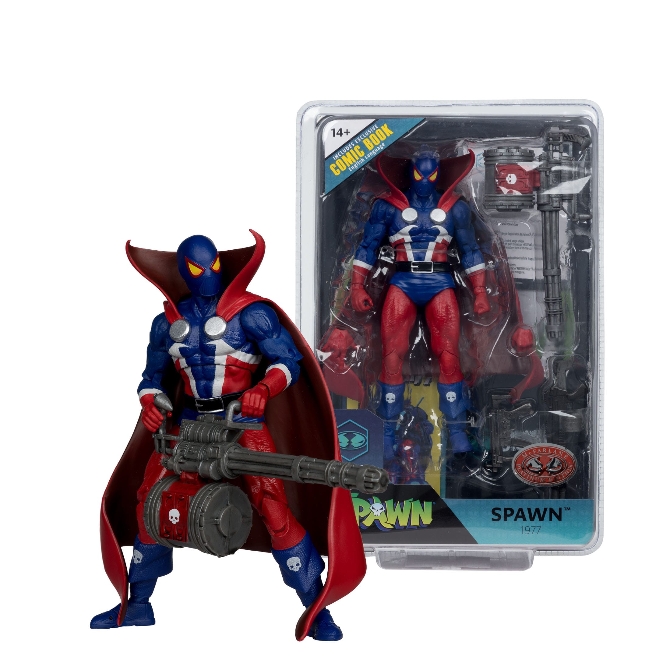 Page Punchers: Spawn 1977 Red and Blue (Red Platinum Edition) - Actionfiguren & Comic-Actionfiguren-McFarlane Toys-Mighty Underground
