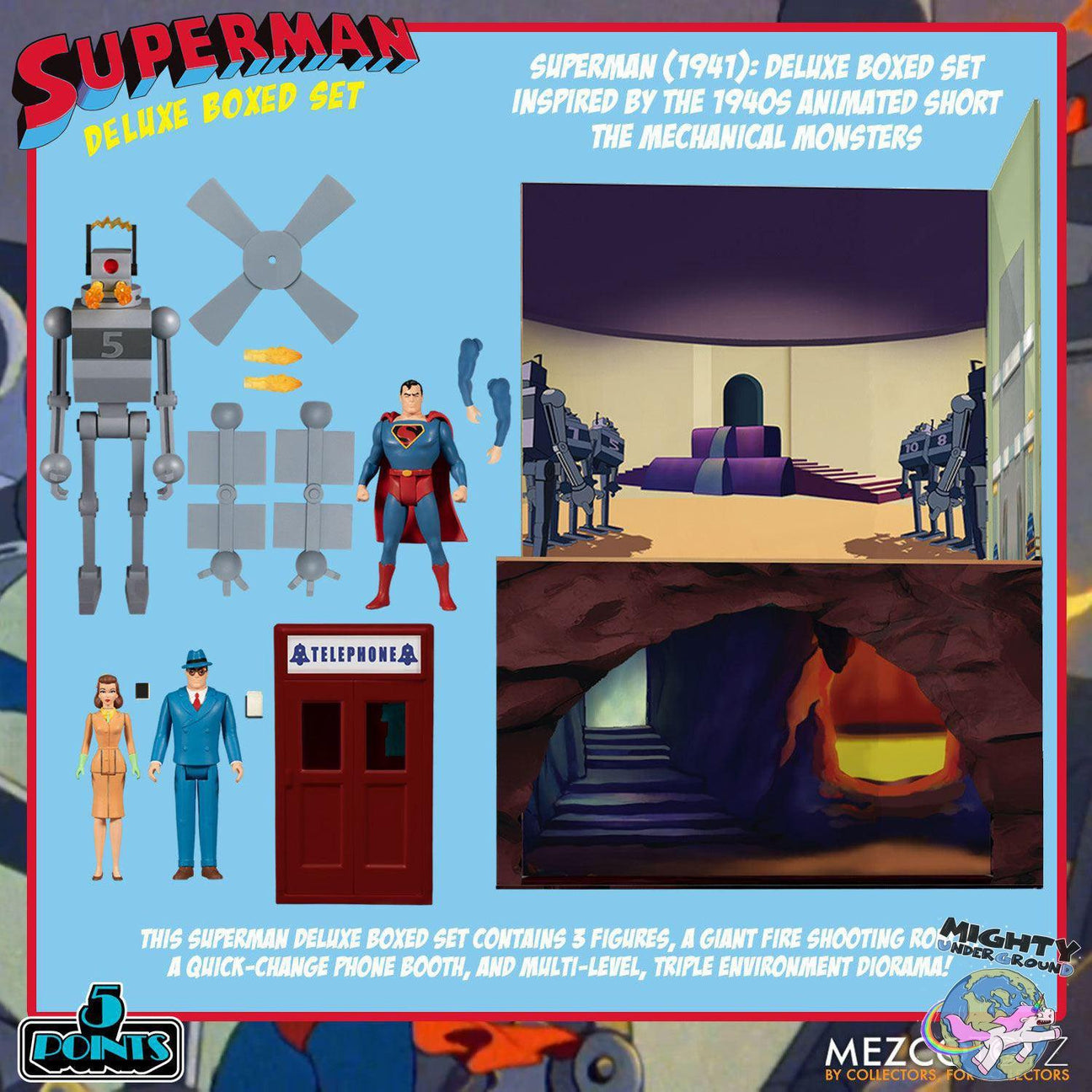 Superman The Mechanical Monsters (1941): Deluxe Box Set VORBESTELLUNG!-Actionfiguren-Mezco Toys-Mighty Underground