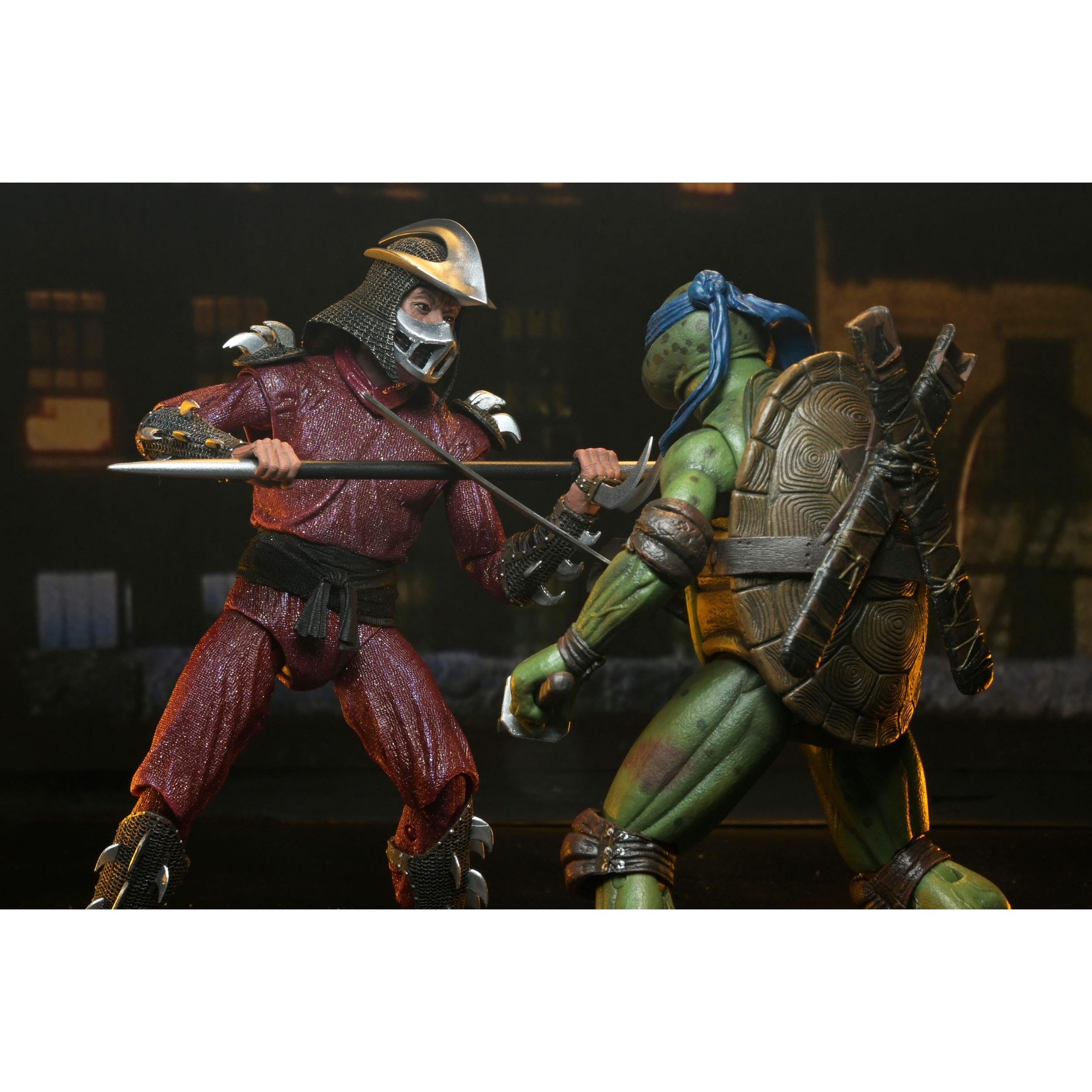 TMNT (1990): Roof Top Battle Shredder vs Leo-Actionfiguren-NECA-Mighty Underground