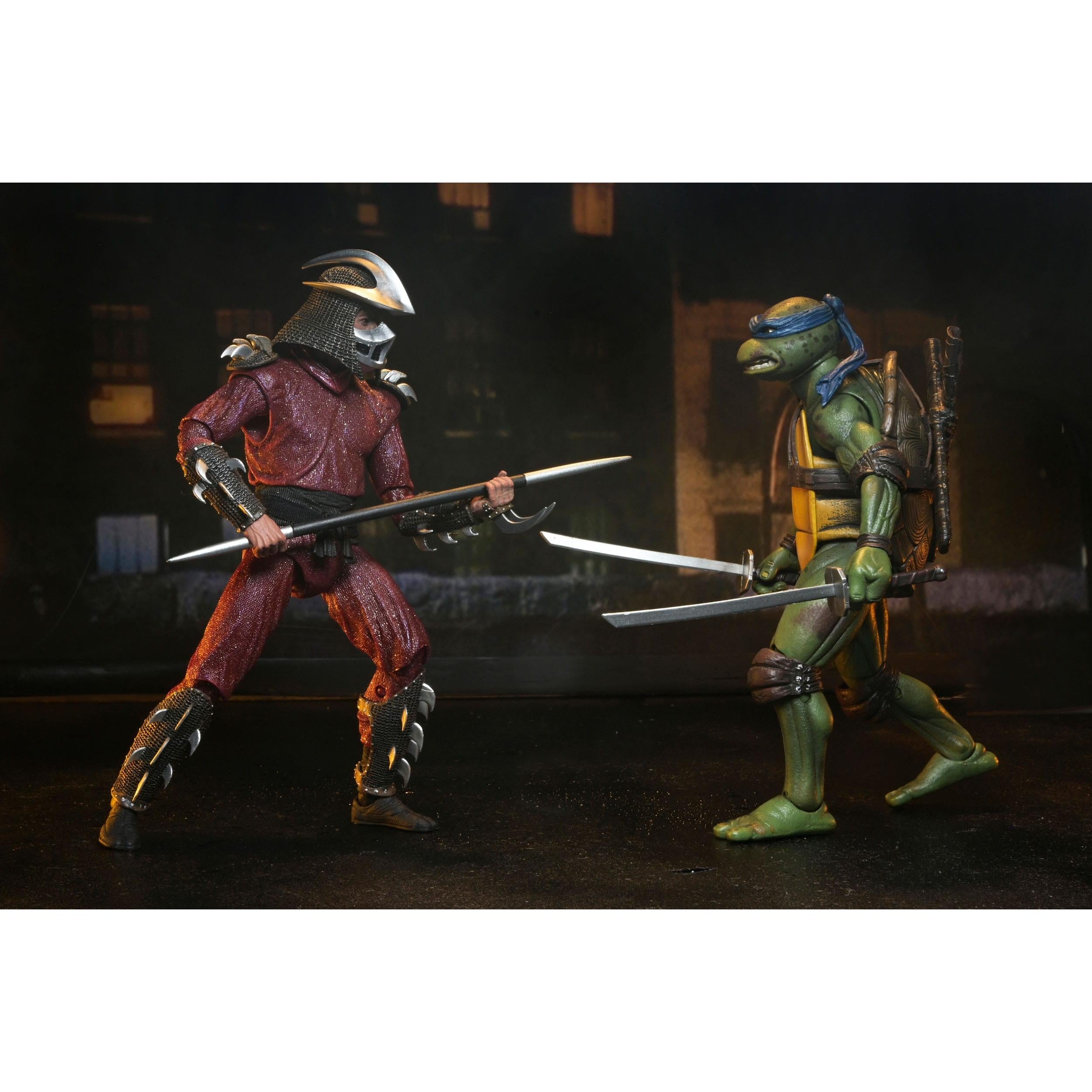 TMNT (1990): Roof Top Battle Shredder vs Leo-Actionfiguren-NECA-Mighty Underground