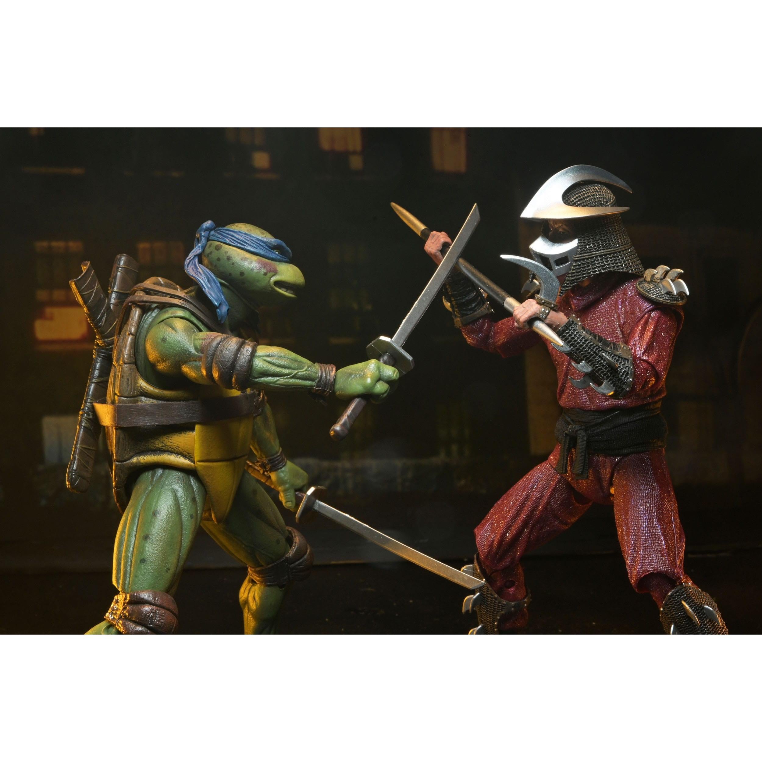TMNT (1990): Roof Top Battle Shredder vs Leo-Actionfiguren-NECA-Mighty Underground