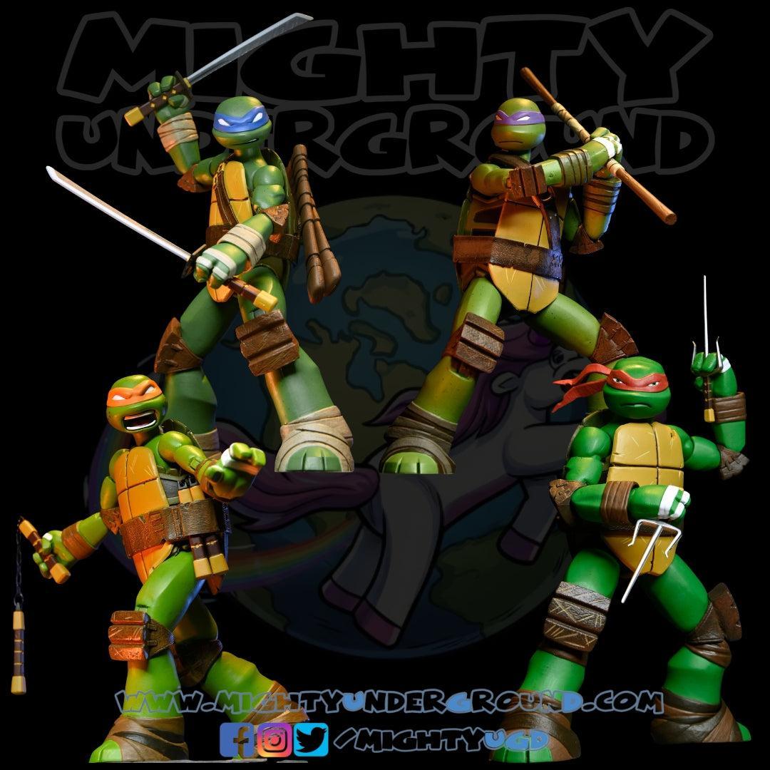 TMNT (2012): Ultimate Leonardo, Michelangelo, Raphael, Donatello - 4er-Bundle-Actionfiguren-NECA-Mighty Underground