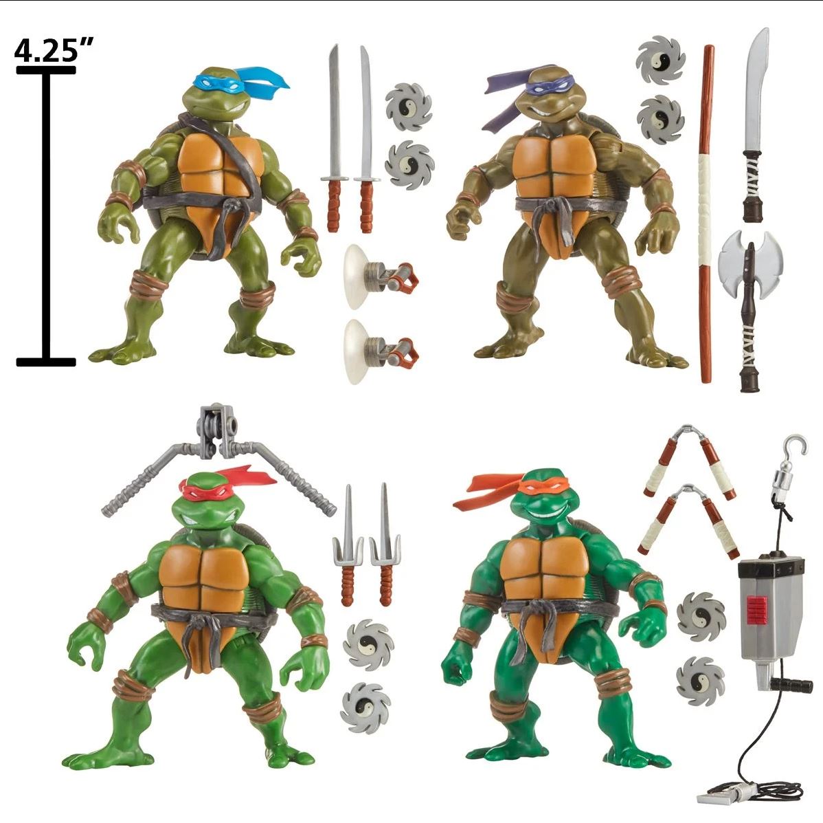 TMNT: Classic 2003 Ninja Turtles - 4-Pack-Actionfiguren-Playmates Toys-Mighty Underground