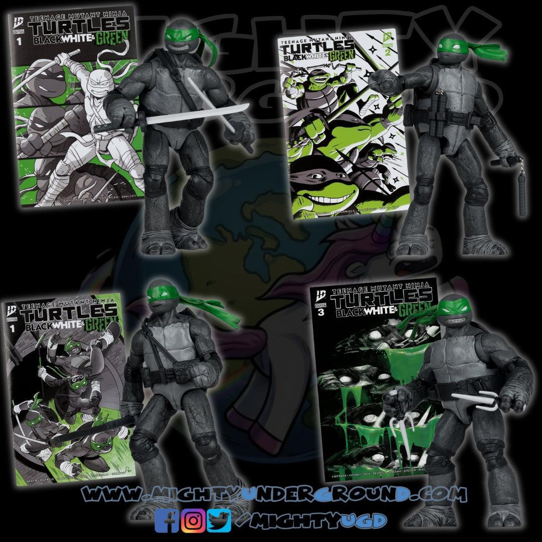 TMNT Page Punchers: Leonardo, Raphael, Michelangelo, Donatello (Black White & Green) (Red Platinum Edition) Actionfigur & Comic - 5 inch 4er-Bundle-Actionfiguren-McFarlane Toys-Mighty Underground